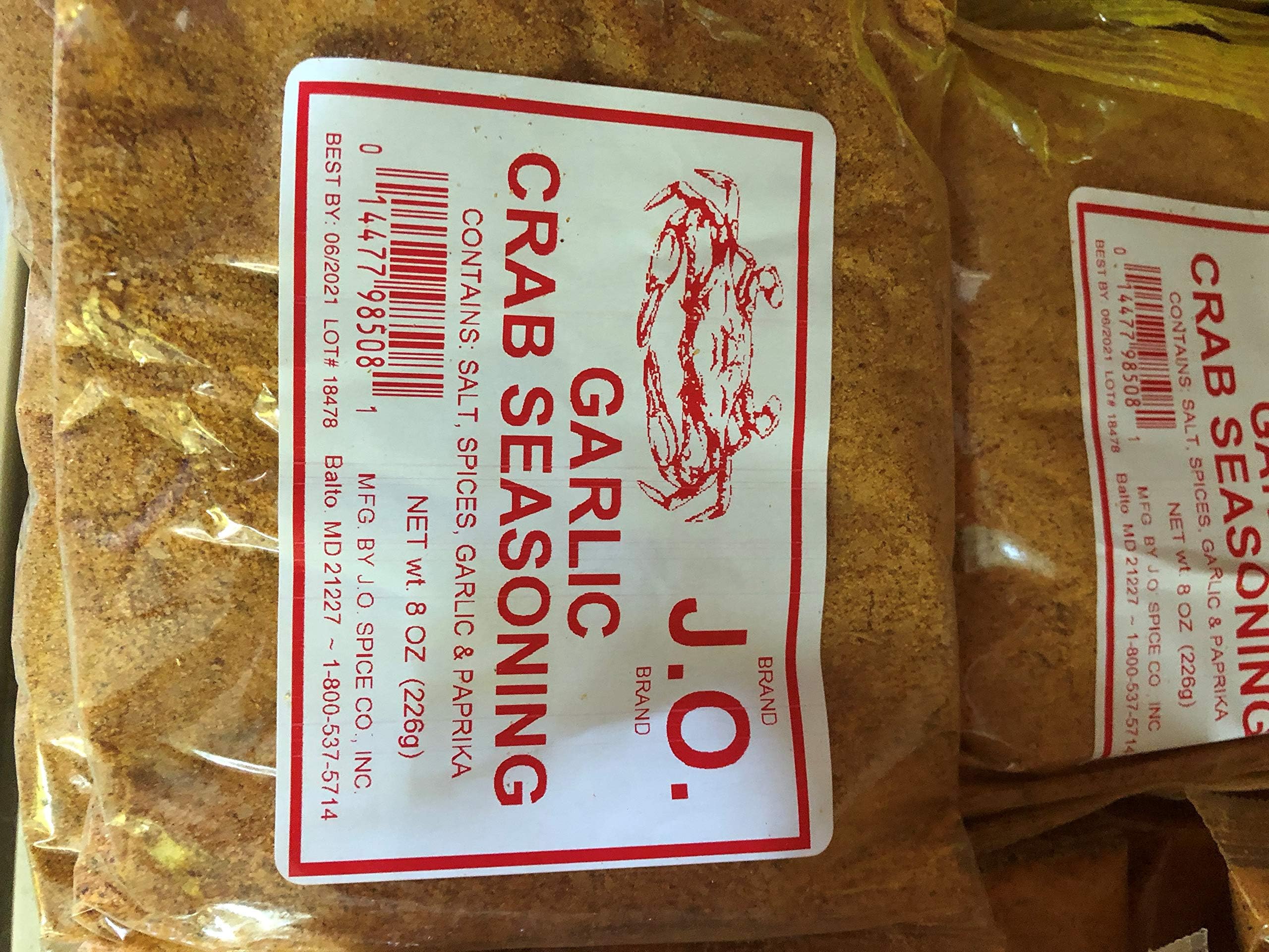 Garlic Crab Seasoning J O Maryland 8oz USA