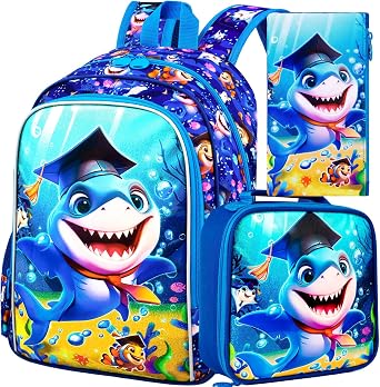 AGSDON 3PCS Backpacks for Girls, 16 Elementary Kids Backpack Preschool School Bookbags and Lunch Box
