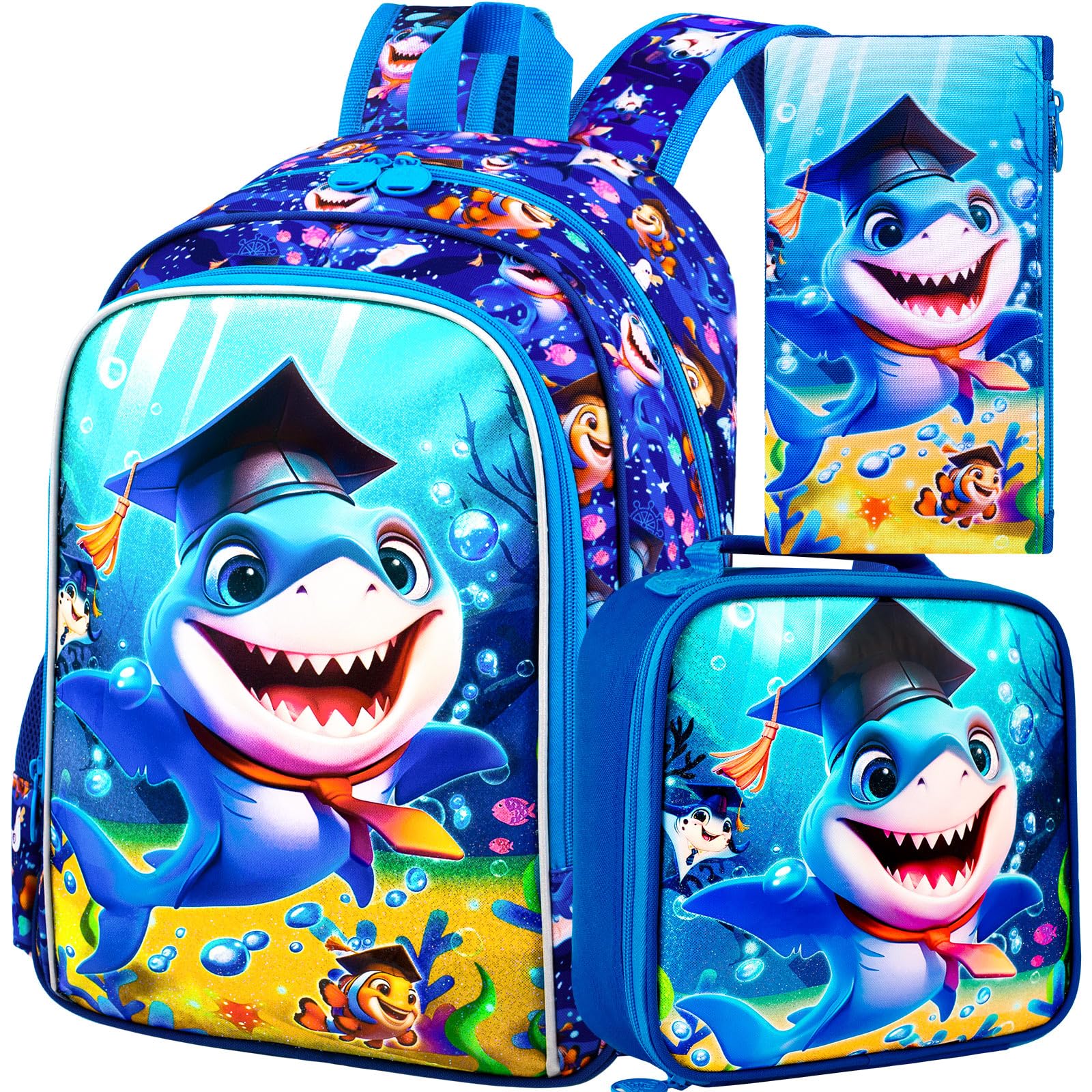 AGSDON 3PCS Backpacks for Girls, 16" Elementary Kids Backpack Preschool School Bookbags and Lunch Box