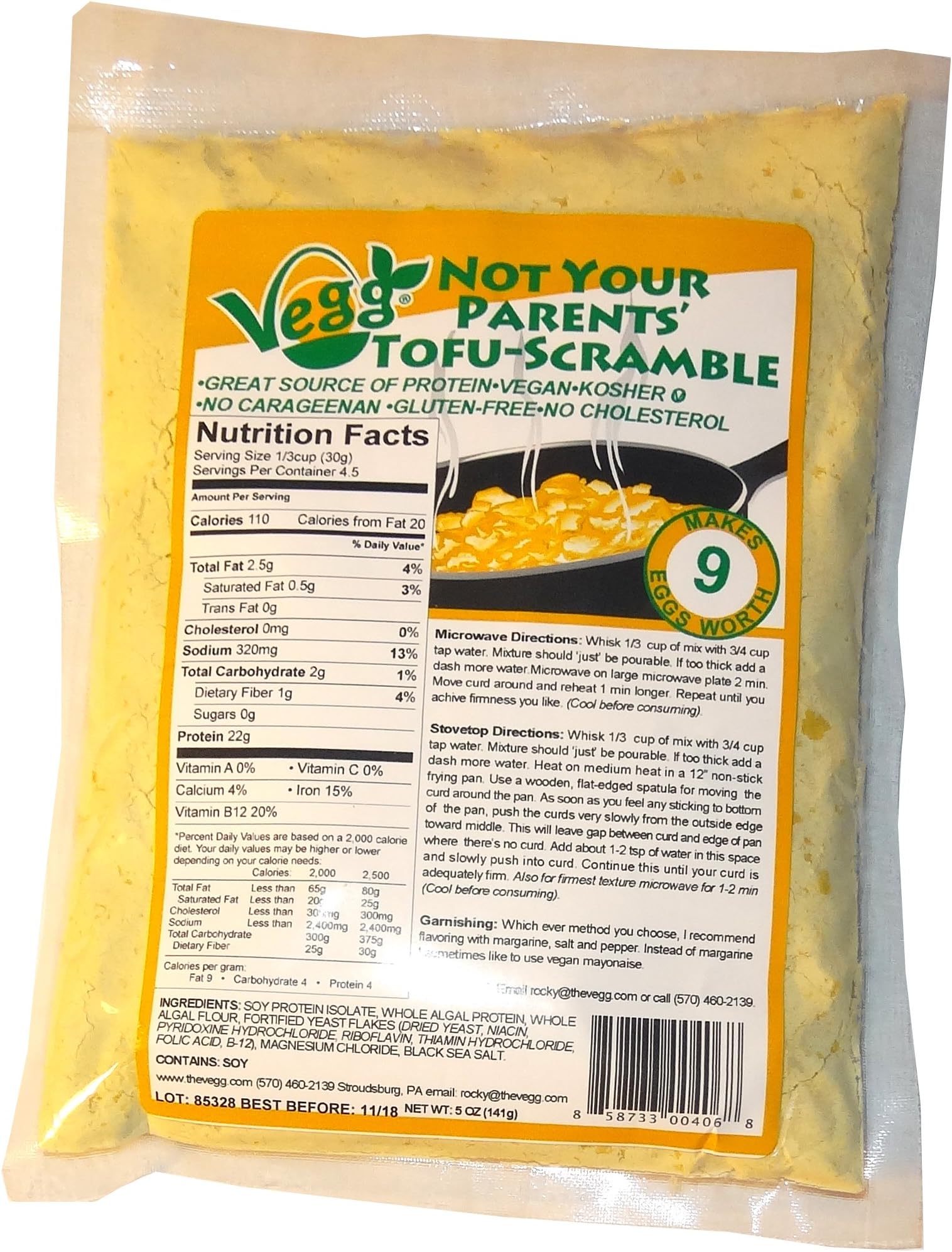 The Vegg Tofu Scrambled Eggs, Not Your Parents Tofu Scramble, 5 oz Bag