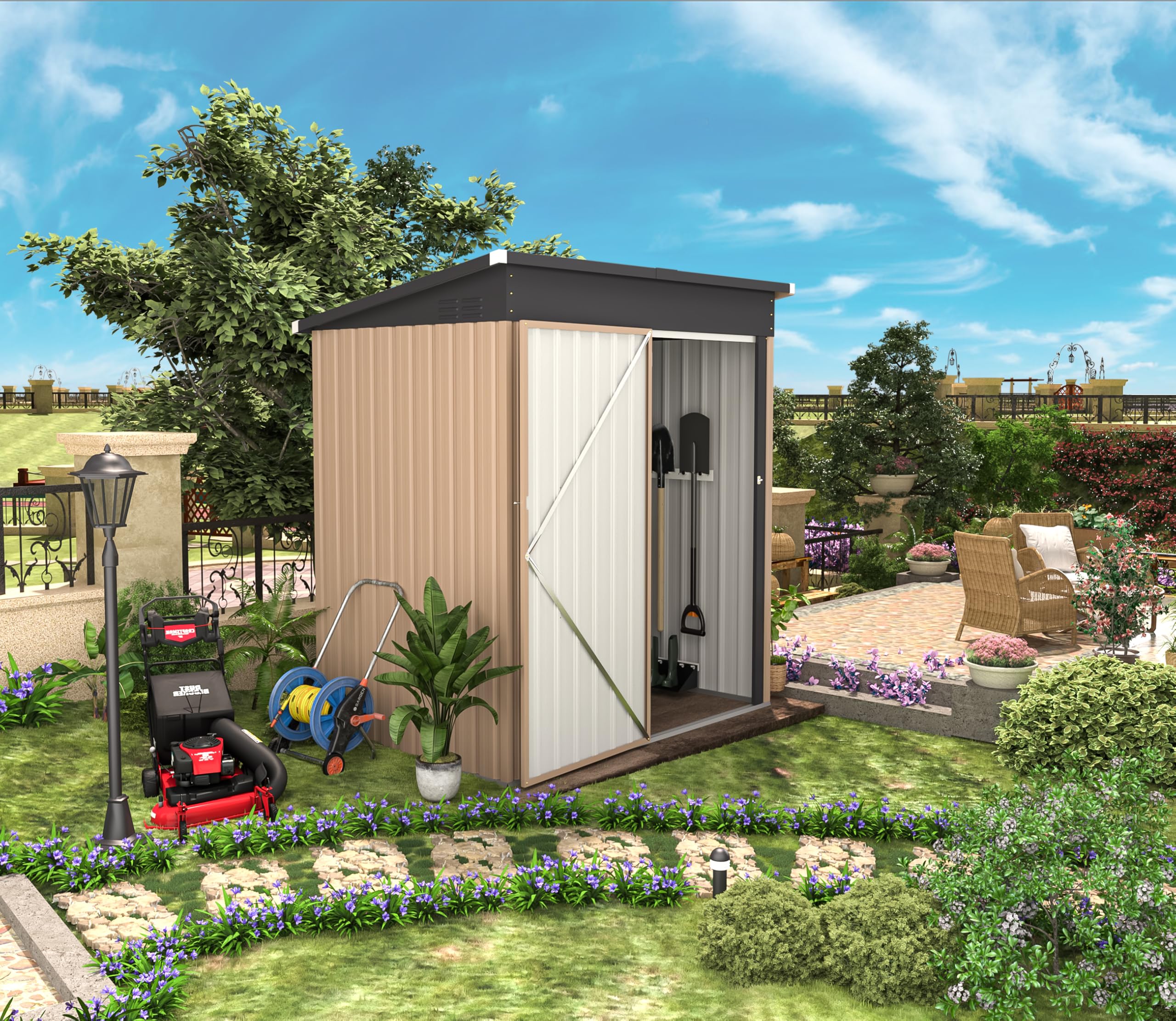 Amazon.com : U-MAX 5' x 3' Outdoor Metal Storage Shed, Steel