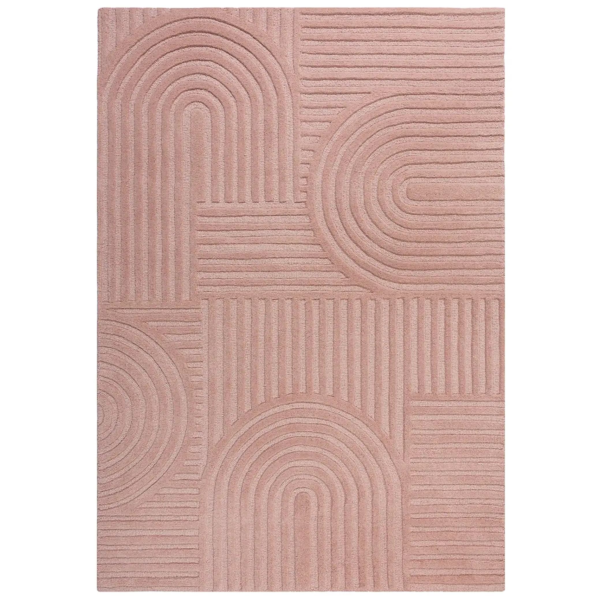 Capitola Rugs Hand Tufted Wool Area Rug, Combed Design, Multiple Sizes, Multiple Colors, Indoor (Pink, 8 ft X 10 ft)