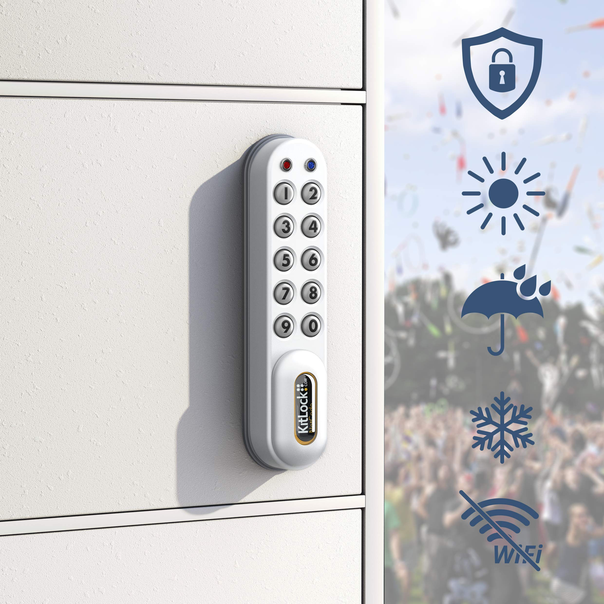 KitLock Elektronikschloss KL1060 NetCode | zeitlich beschränkbare Codes | für Schließfächer und Möbel | silber