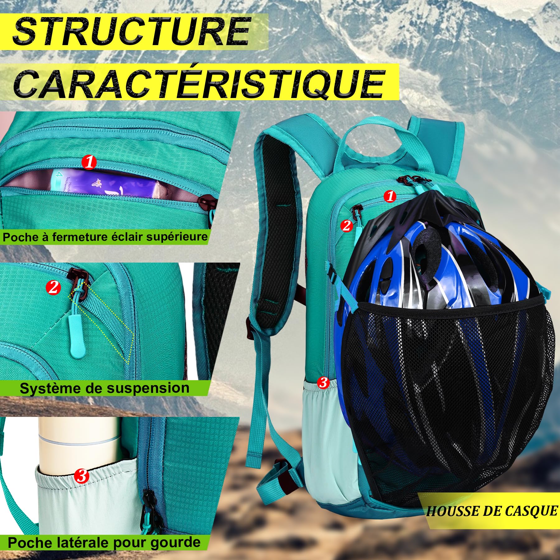LOCAL LION Sac à Dos de Vélo 10L Sac Vtt Homme Femme Sacs à Dos de Ski pour Cyclisme Randonnée Voyage Sport Course Bicyclette Camping Ultraléger Respirable