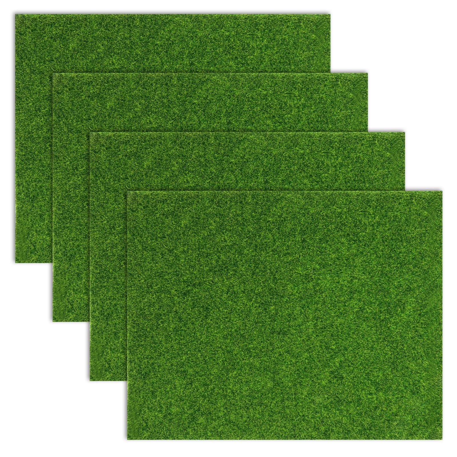 4 Pcs Fake Grass Decor, 8 X 10 Inch Mini Fake Garden Grass Turf Decor Craft, Grasses Mat for Craft Outdoor Decors Dollhouse Diy Ornament
