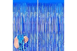 Perfect Party Streamers: Blue Metallic Tinsel Foil Fringe Curtains Background for Birthday