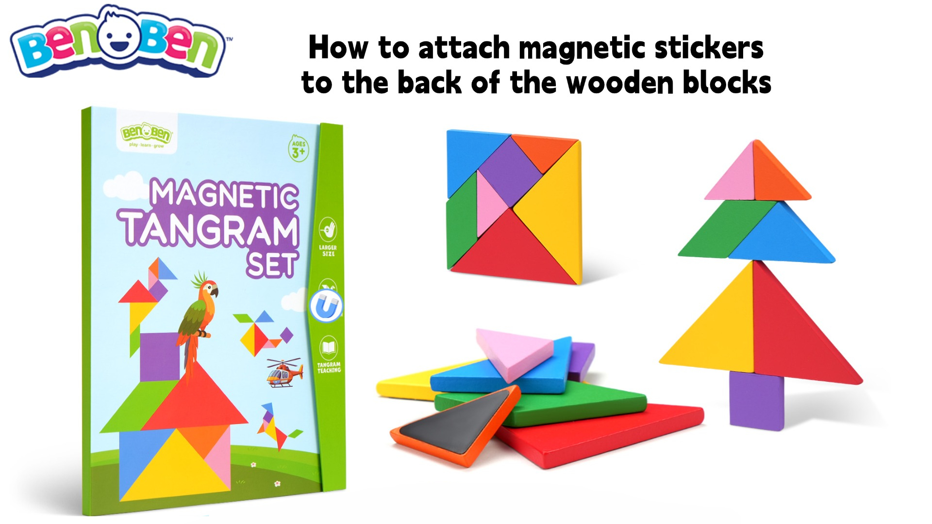 Amazon.com: BenBen Travel Tangram Puzzle with Magnetic Wooden