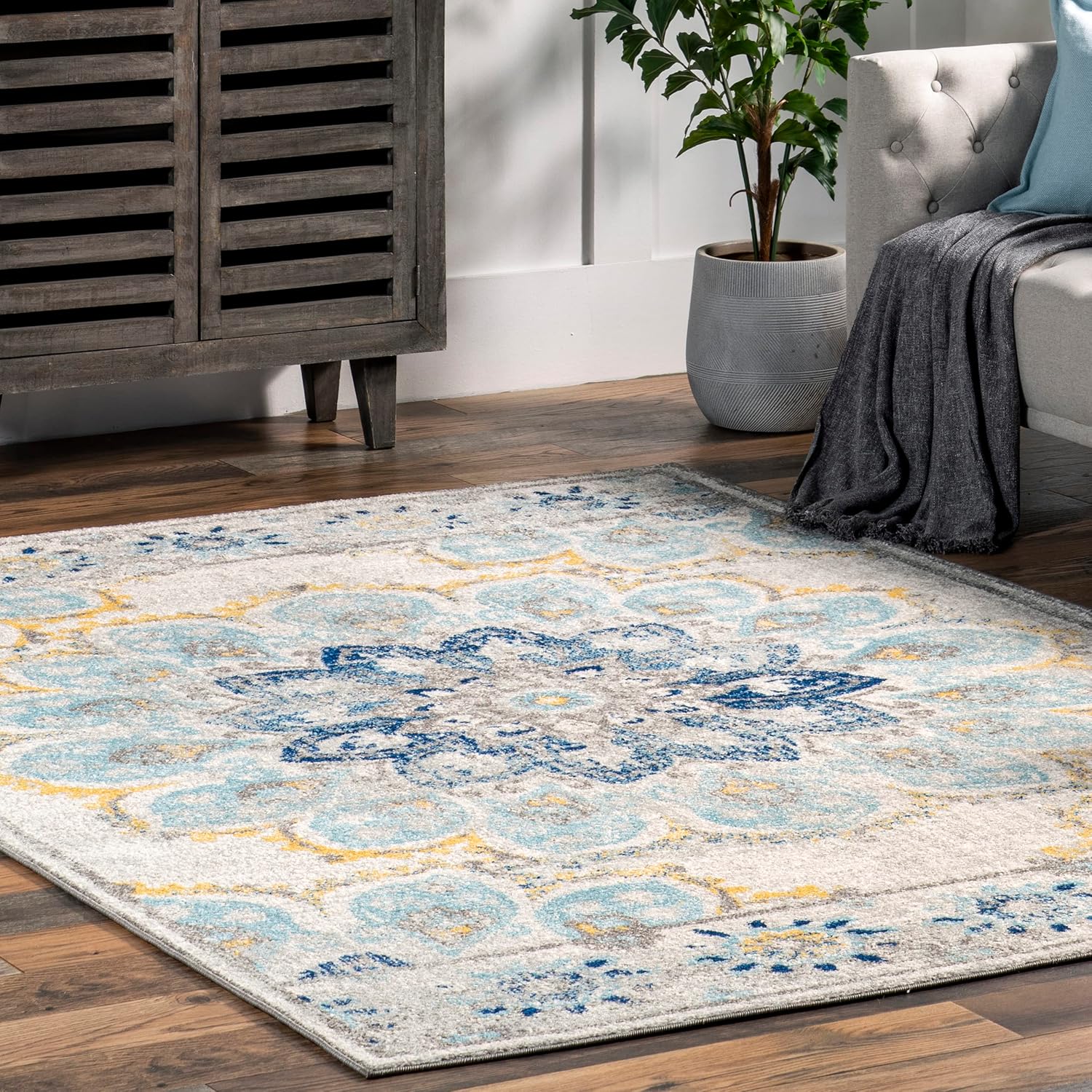 nuLOOM Kiyoko Vintage Floral Runner Rug, 2' 8" x 8', Blue