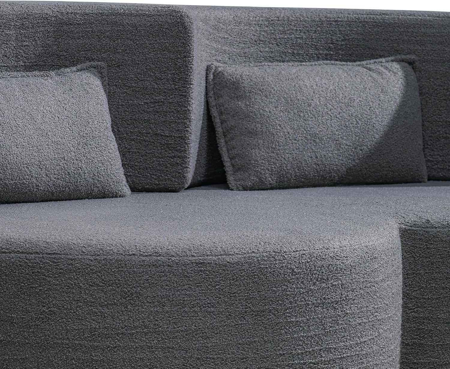 Convertible Folding Sofa Bed,79”Full Size Floor Sleeper Boneless Couch,Teddy Velvet Full Foam Futon Loveseat for Living Room Bedroom,No Assembly Required (Grey)