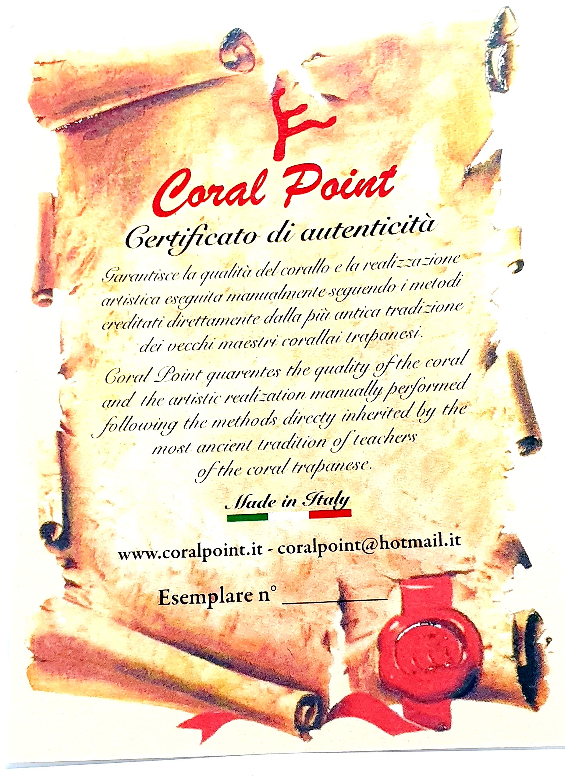 Sicilia Bedda - Collana Ciondolo in Corallo Rosso del Mediterraneo - Argento - Gioiello realizzato a Mano