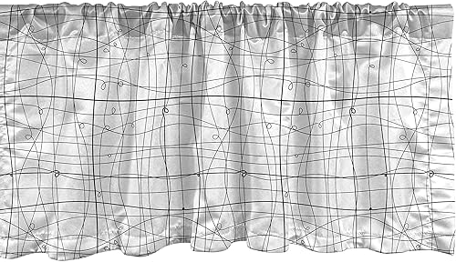 Lunarable Cenefa de ventana abstracta contemporánea, líneas irregulares monocromáticas y nodos patrón curvilíneo, cenefa de cortina para decoración