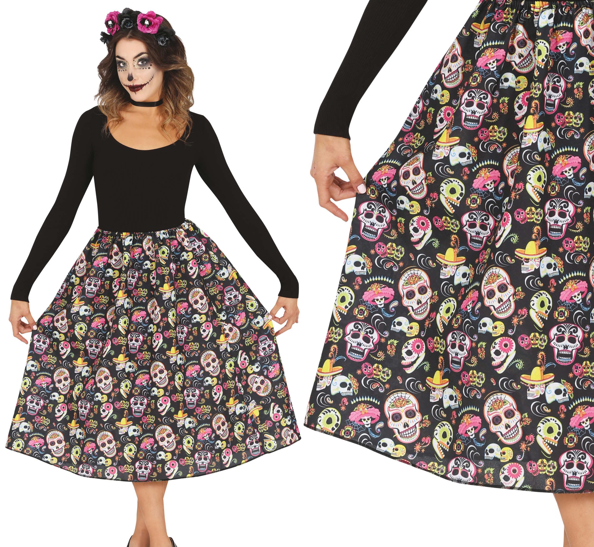 FIESTAS GUIRCA | Falda Festiva (Talla Única) - Accesorio Textil para Fiestas y Celebraciones - Ideal para Mujer Adulta - Perfecta para Halloween, Navidad y Año Nuevo