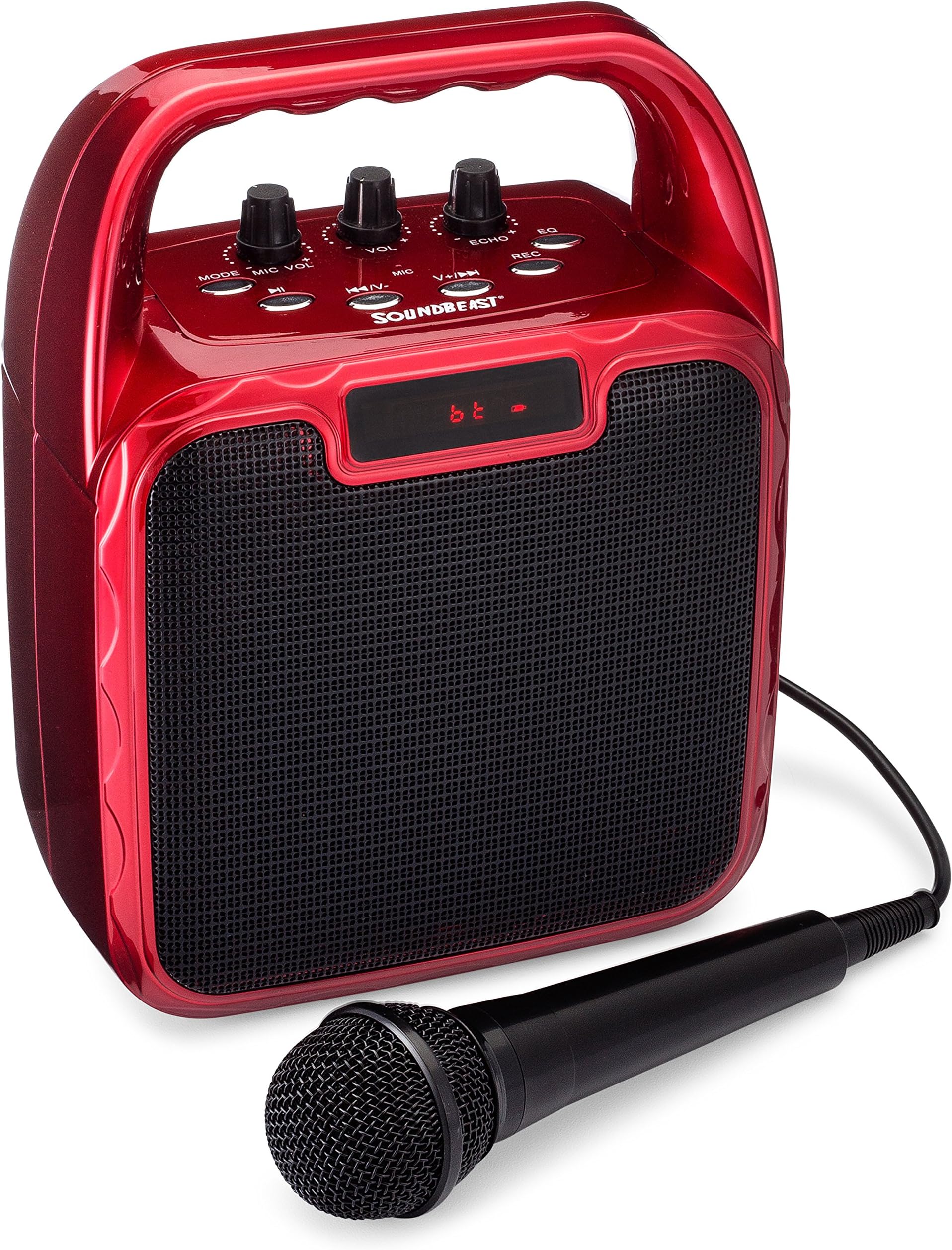 SoundBeast Pegasus Karaoke Machine & Portable PA Speaker System For Kids & Adults - With Microphone & Bluetooth (Red)