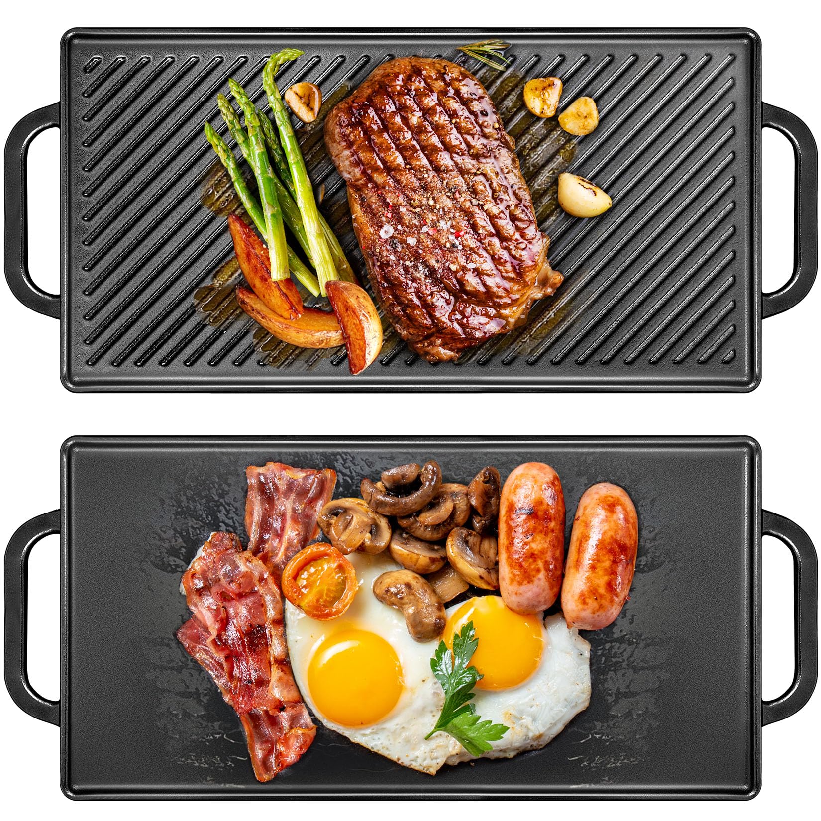 GasSaf 20x9 Heavy Cast Iron Griddle for Gas Grills