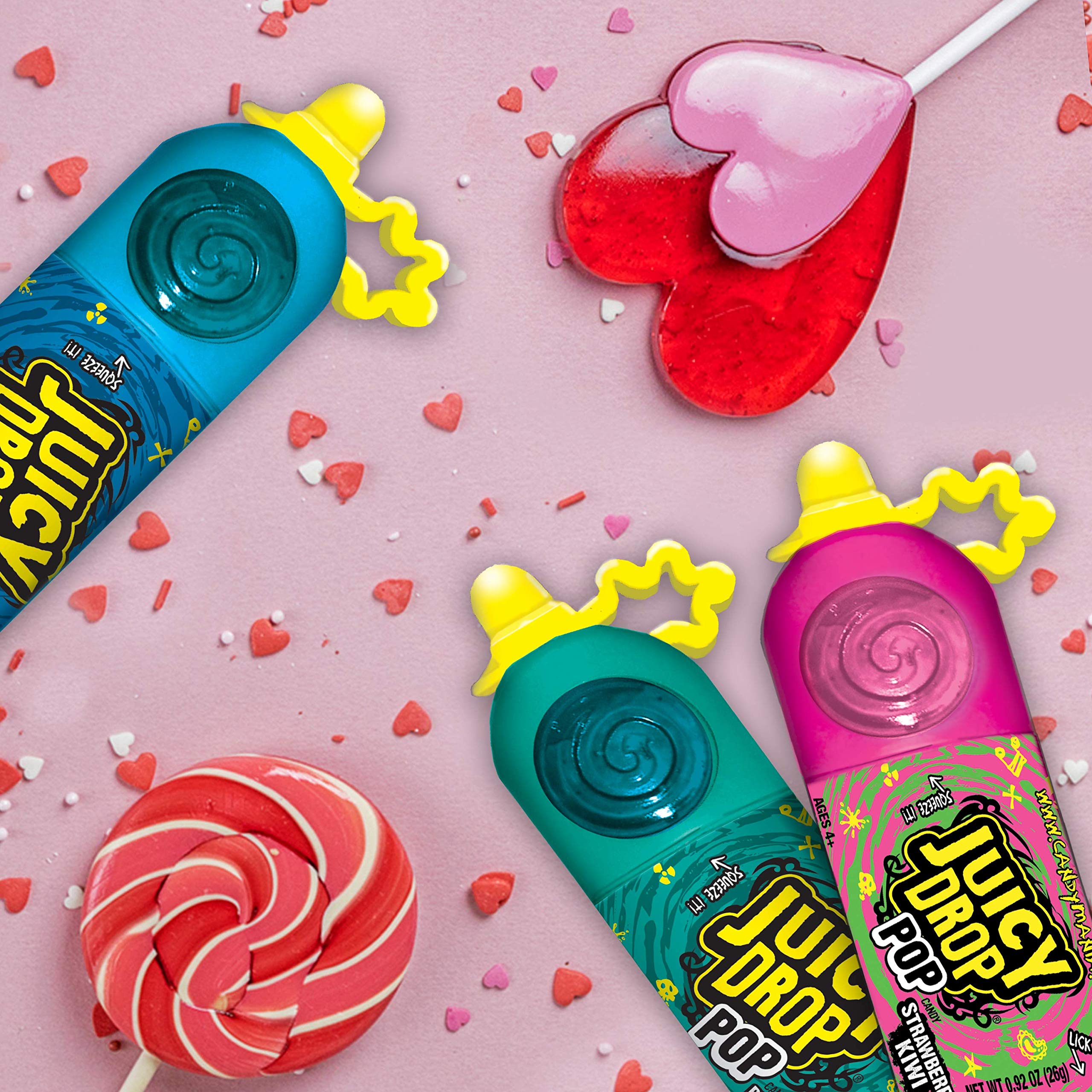 Juicy Drop Pop Sweet Lollipops Candy with Sour Liquid, Assorted Sweet