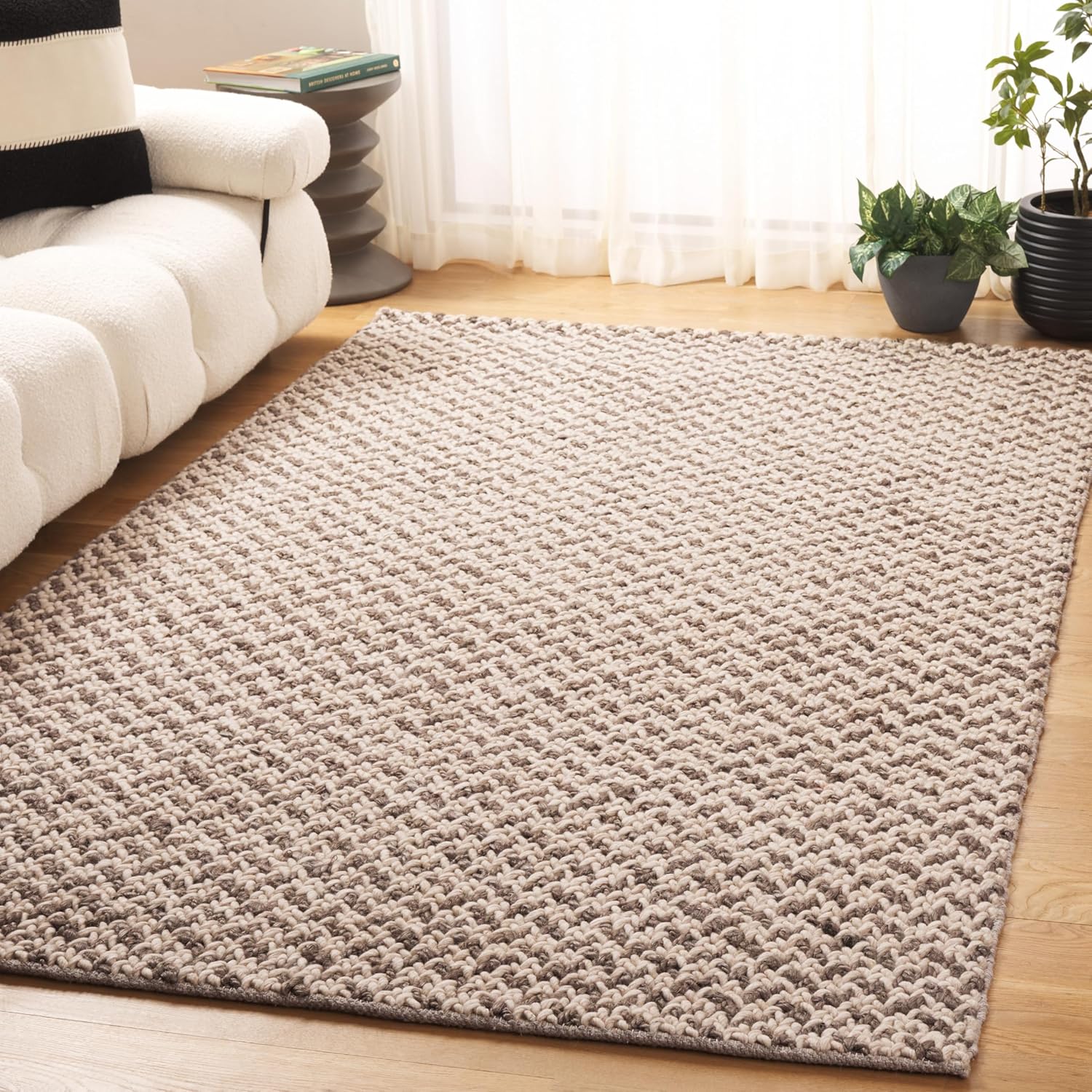 SAFAVIEH Area Rug 8x10 - Natural Fiber Couture Collection - Large - Beige & Grey, Handmade Jute, Ideal for Living Room, Bedroom, Dining Space (NFC104F)