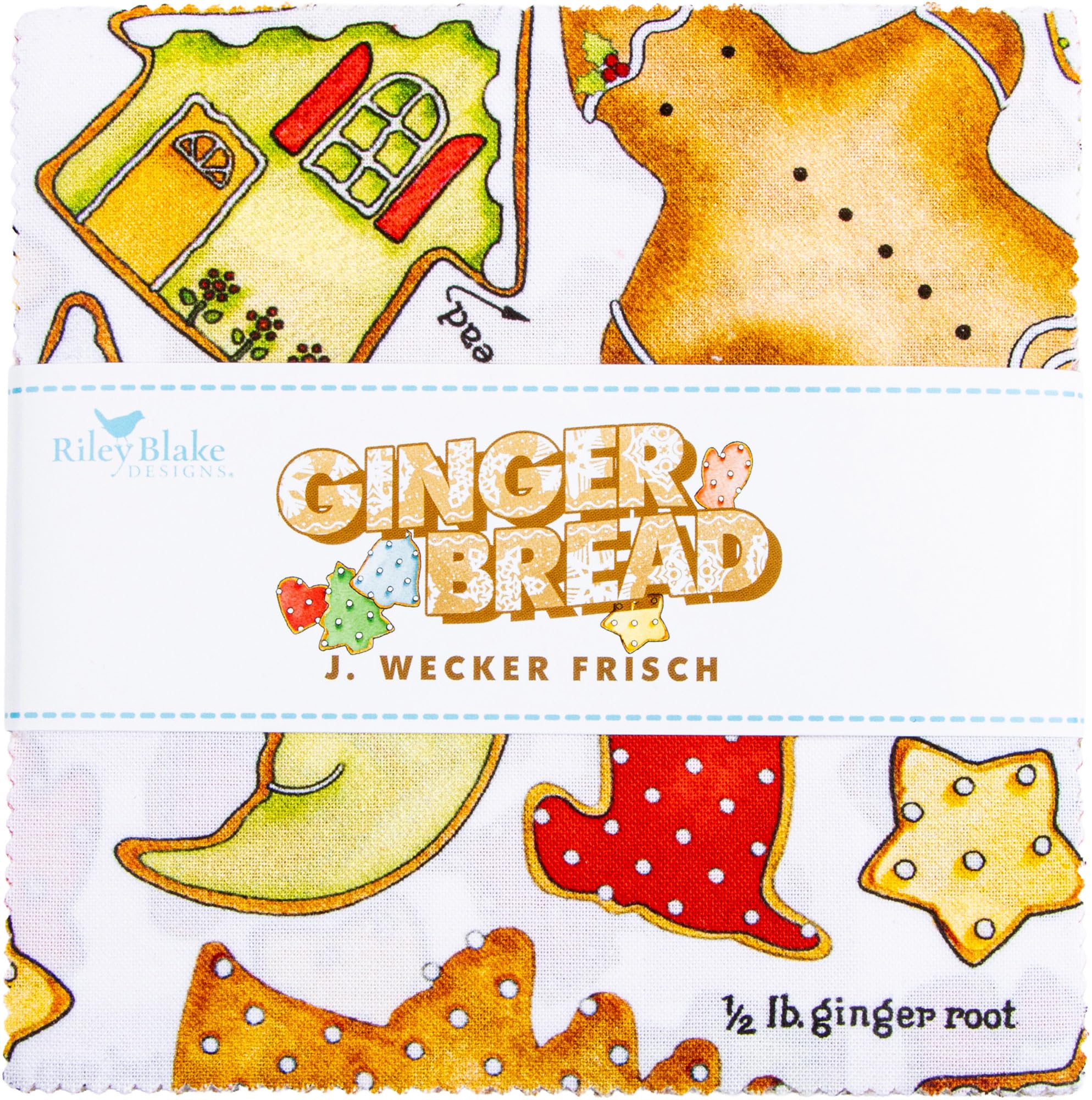 J Wecker Frisch Gingerbread 5" Stacker 42 5-inch Squares Charm Pack Riley Blake Designs 5-17840-42