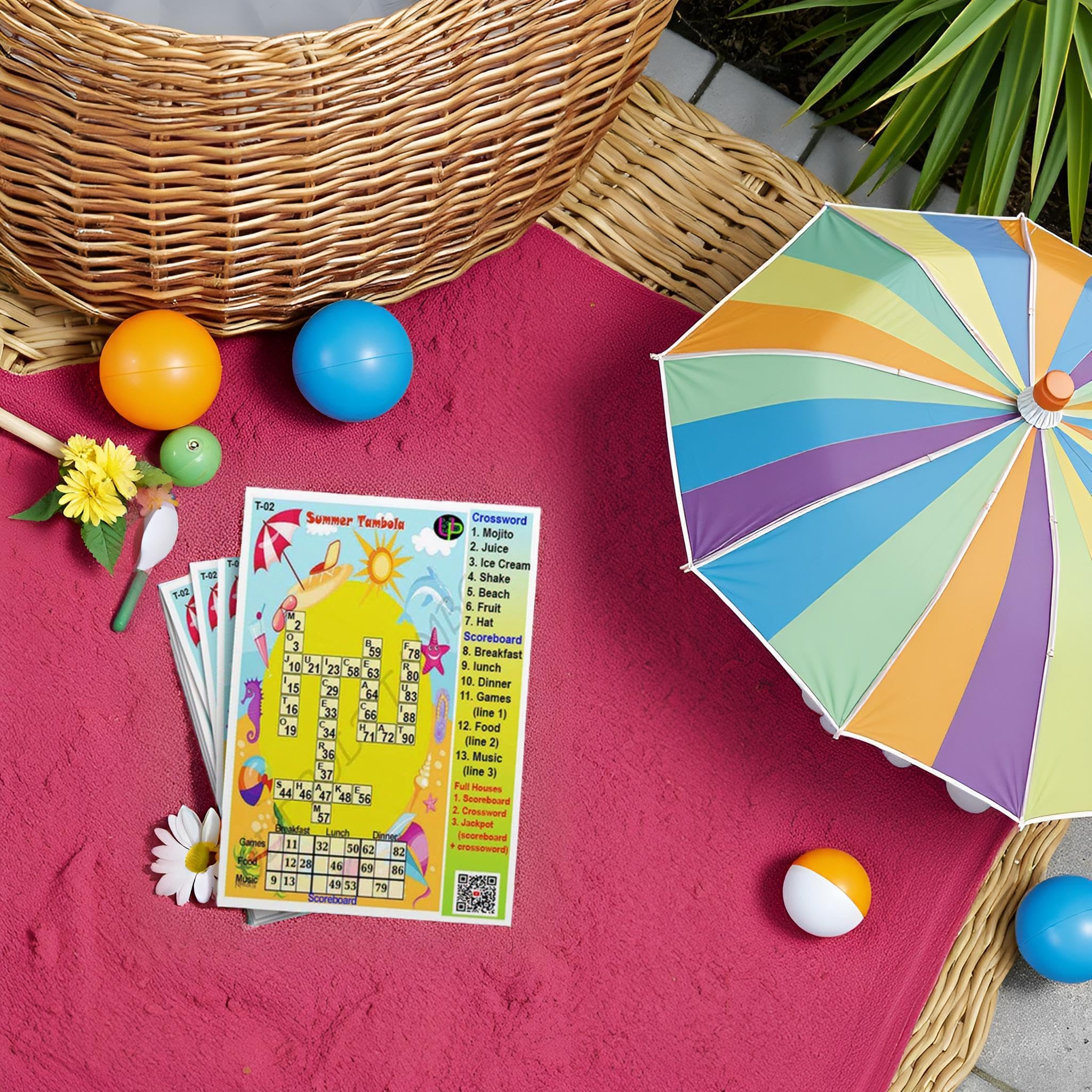 UltPult Tambola Summer Crossword Theme Tambola Tickets - More Dividends | English | Bingo Housie Game Cards for Kitty Party, Friends & Family Gatherings (Set of 15 Tickets) 3