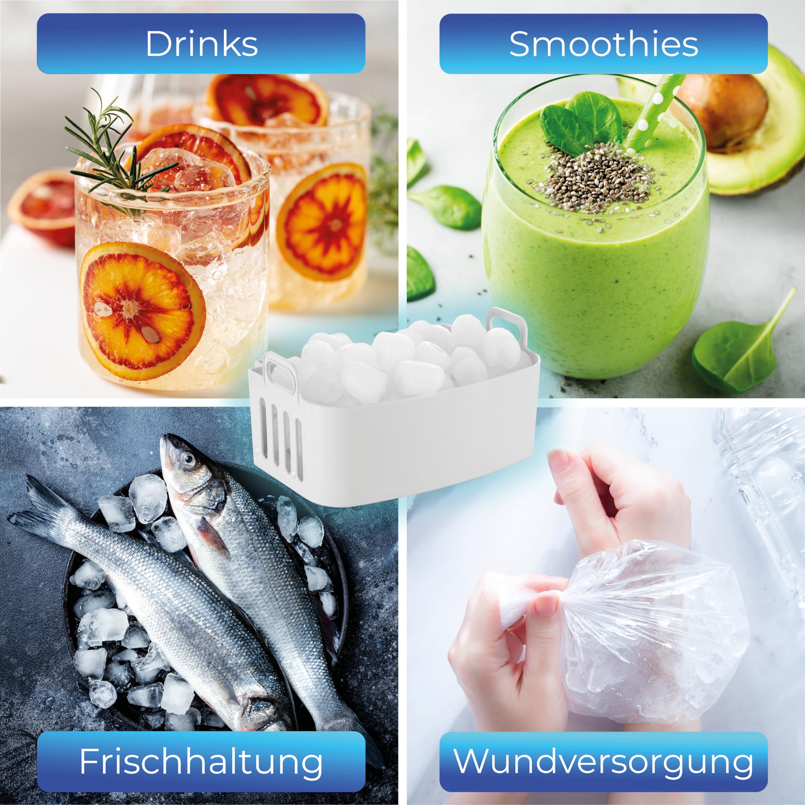 KLAMER Eiswürfelmaschine klein 10 Eiswürfel in 7 Min 15 kg pro Tag leiser Ice Maker Timer schwarz