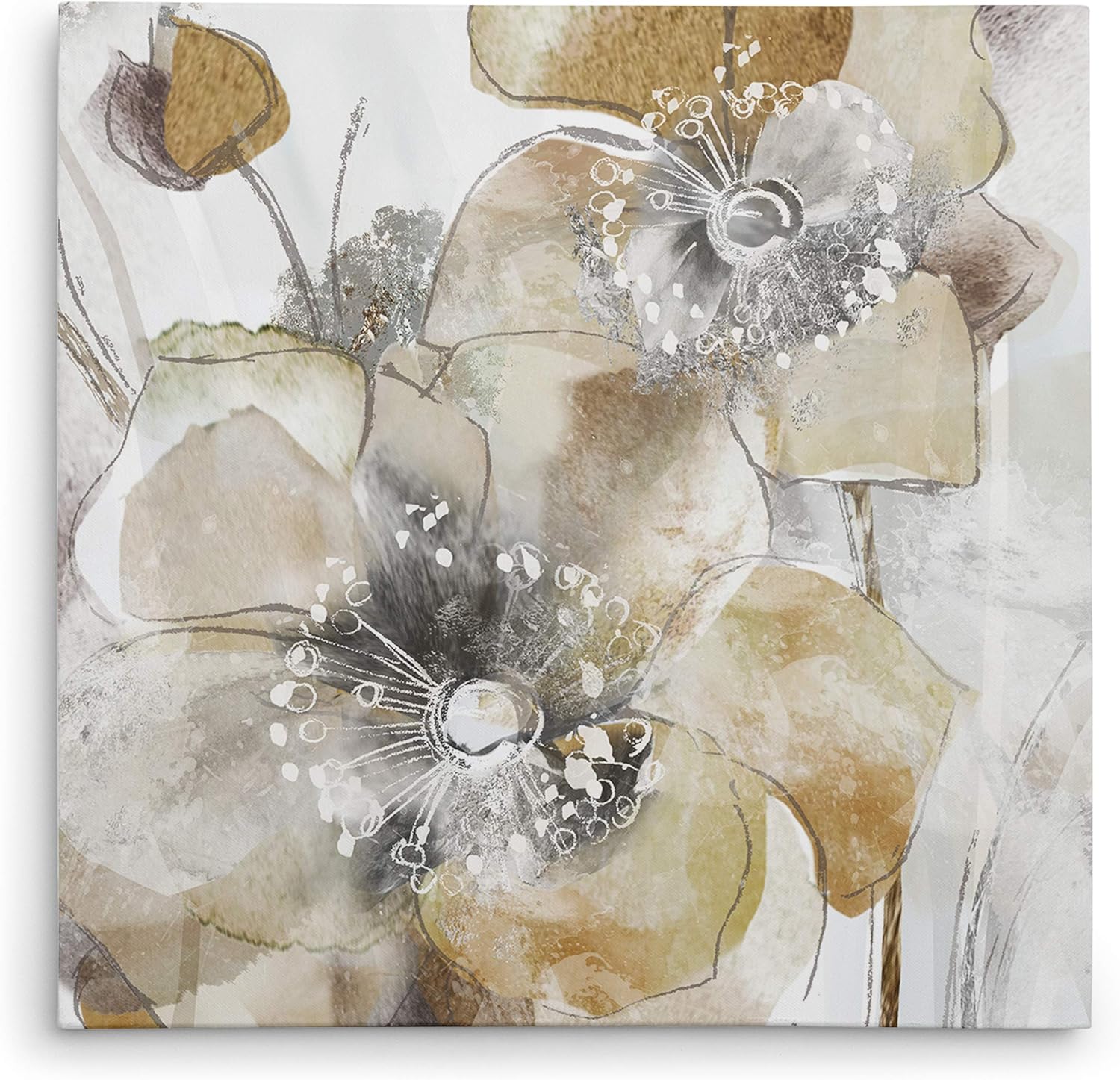 Wexford Home Taupe Spring Poppy II Gallery Wrapped Canvas Wall Art, 40x40,