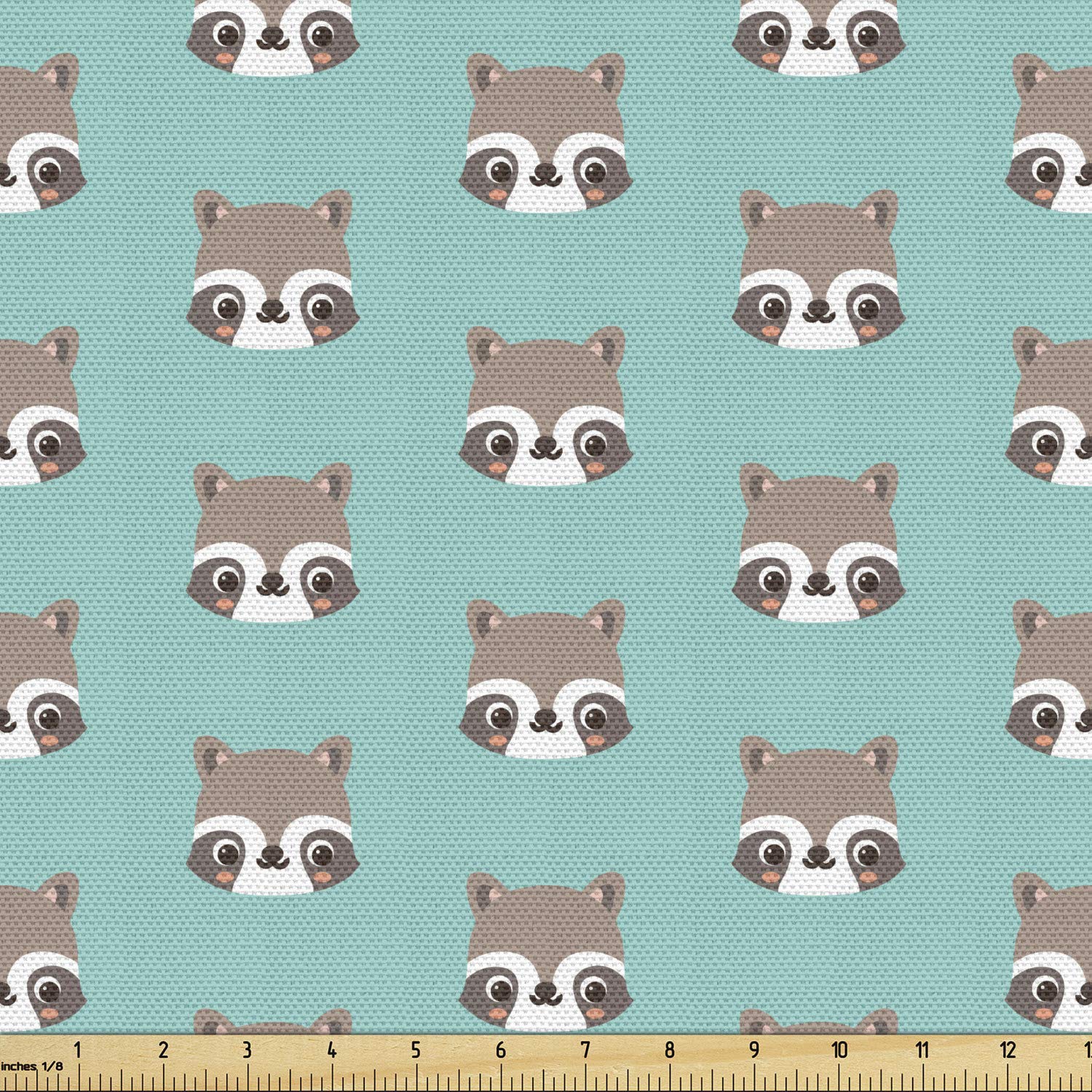 amazon-com-lunarable-raccoon-fabric-by-the-yard-woodland-creatures-themed-print-of-doodle-raccoons-face-pattern-decorative-fabric-for-upholstery-and-home-accents-1-yard-seafoam