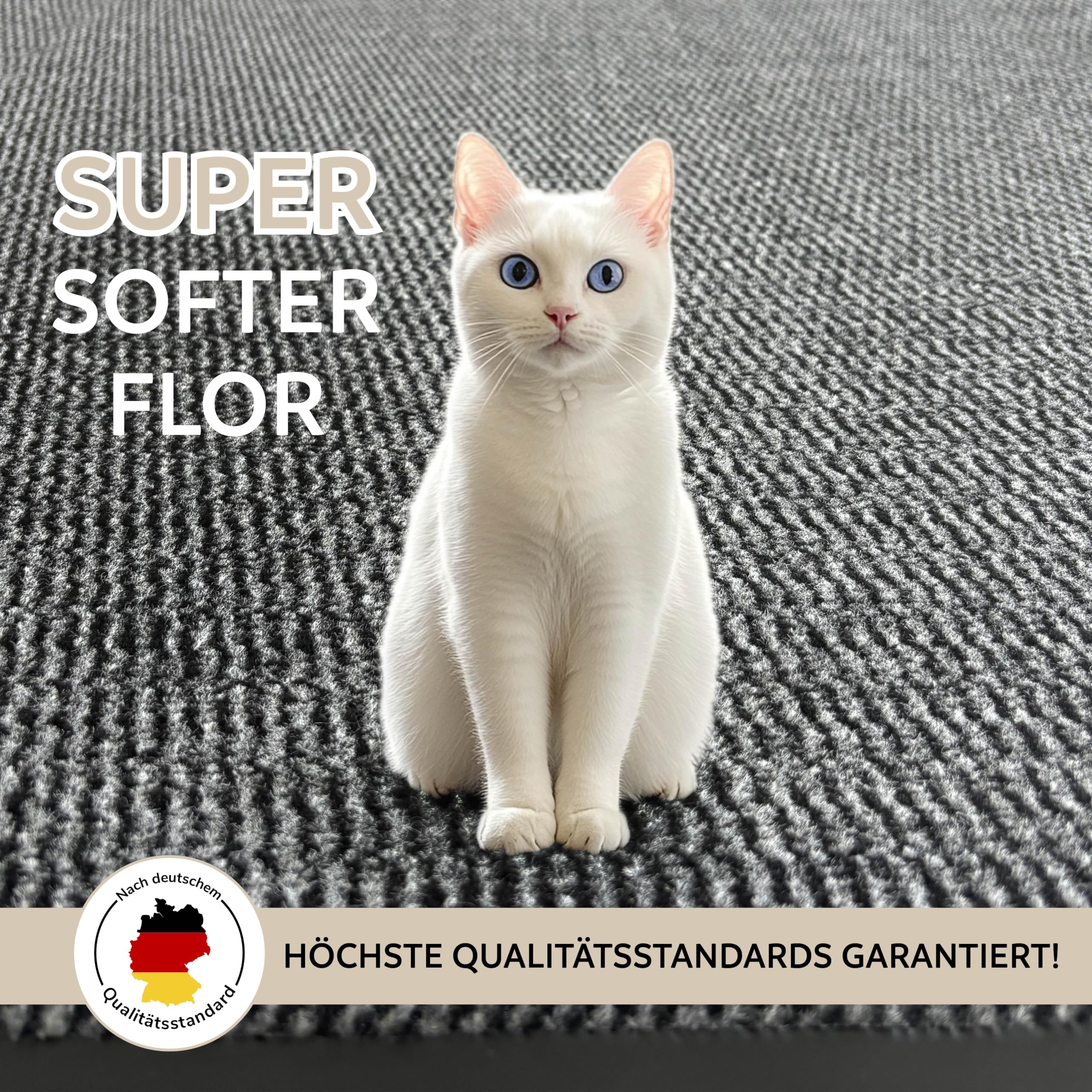 DOMOPRIMA® Premium Frisé Schmutzfangmatte in Gewerbequalität – Eingangsmatte für Büro, Praxis, Einzelhandel und Zuhause, rutschfest, geruchsneutral (grau meliert, 90 x 300 cm)