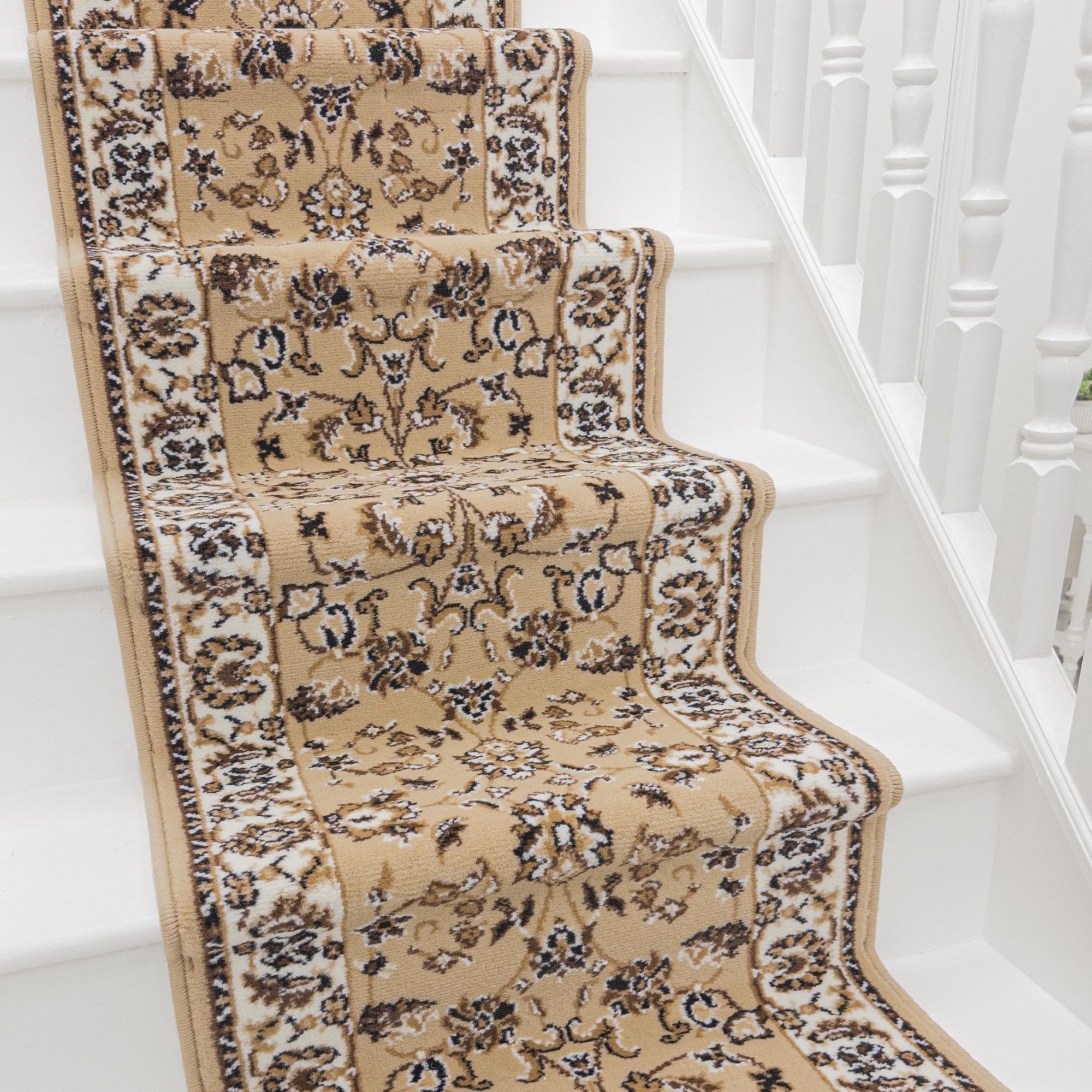 runrug Soft & Comfortable Stair Runner - Smooth & Durable Carpet for Stairs - Stain-Resistant, Fade-Resistant - Multiple Sizes - 720cm x 60cm - 9mm Thick - Traditional, Tan
