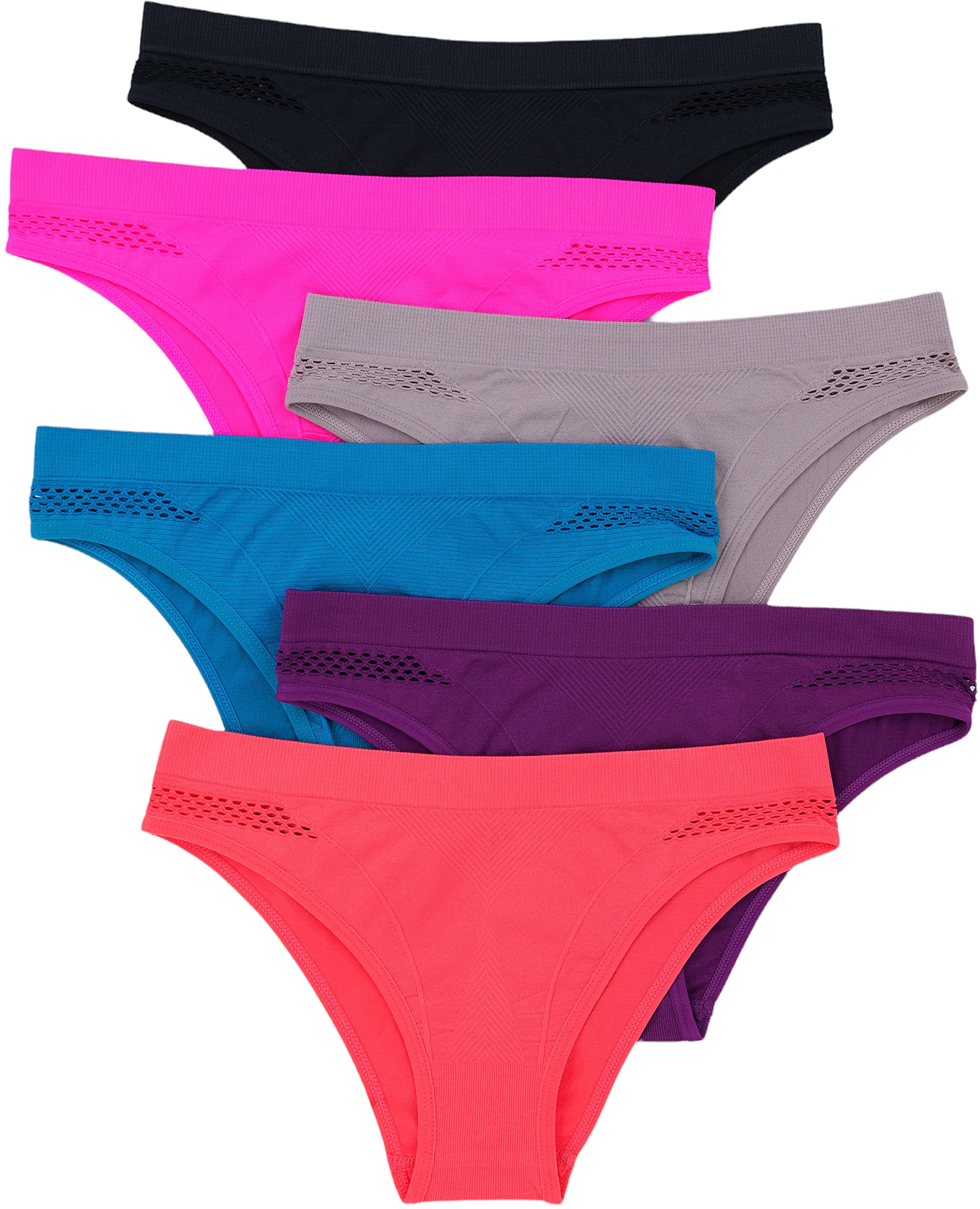 ToBeInStyle Girls Junior Teen Pack of 6 Comfortable Seamless Stretch Boyshorts Underwear