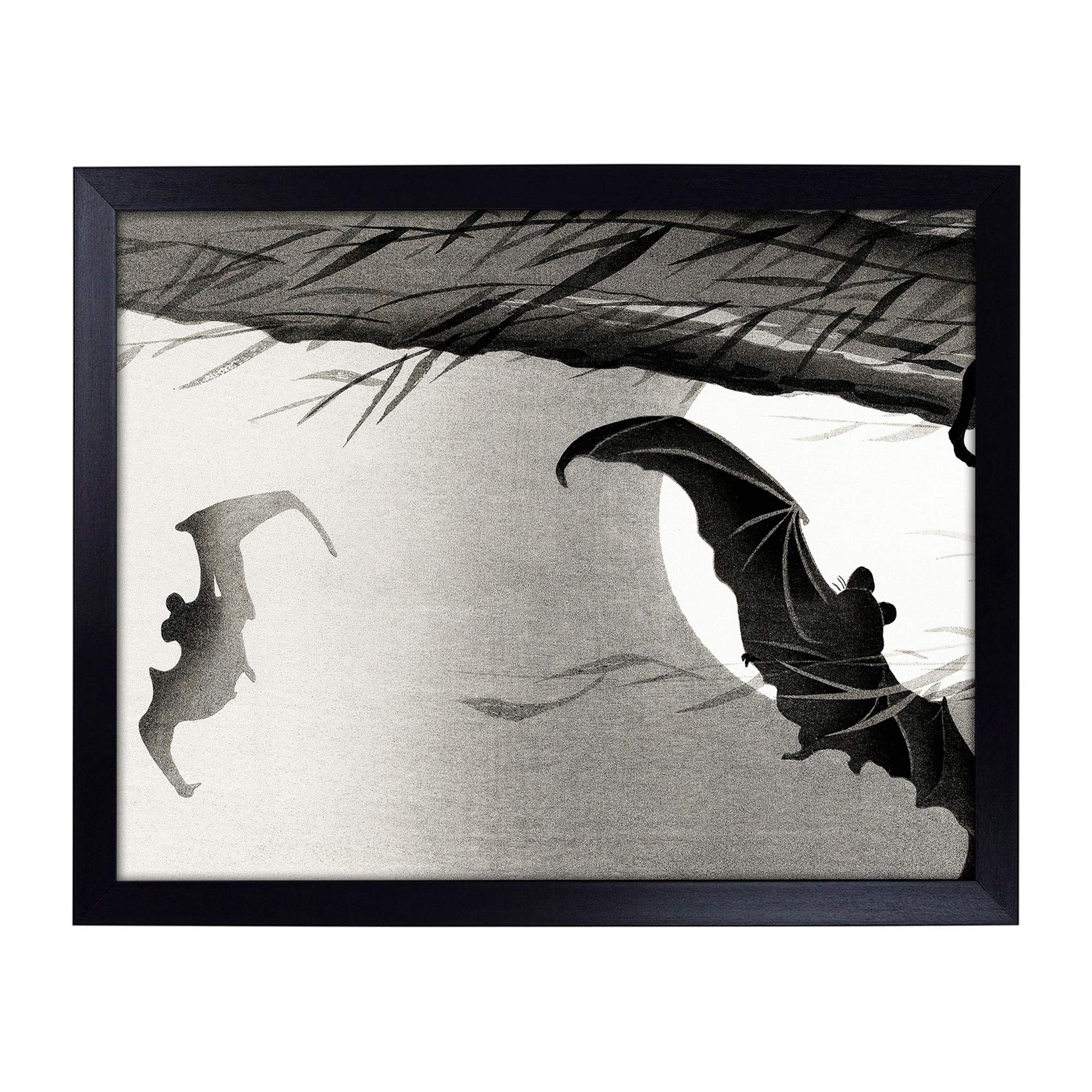 Lap Tray with Cushion | Bats Under a Full Moon by Ohara Koson | Padded Bean Bag Cushion | For Eating, Working, Crafting, Laptop | Portable Table Desk