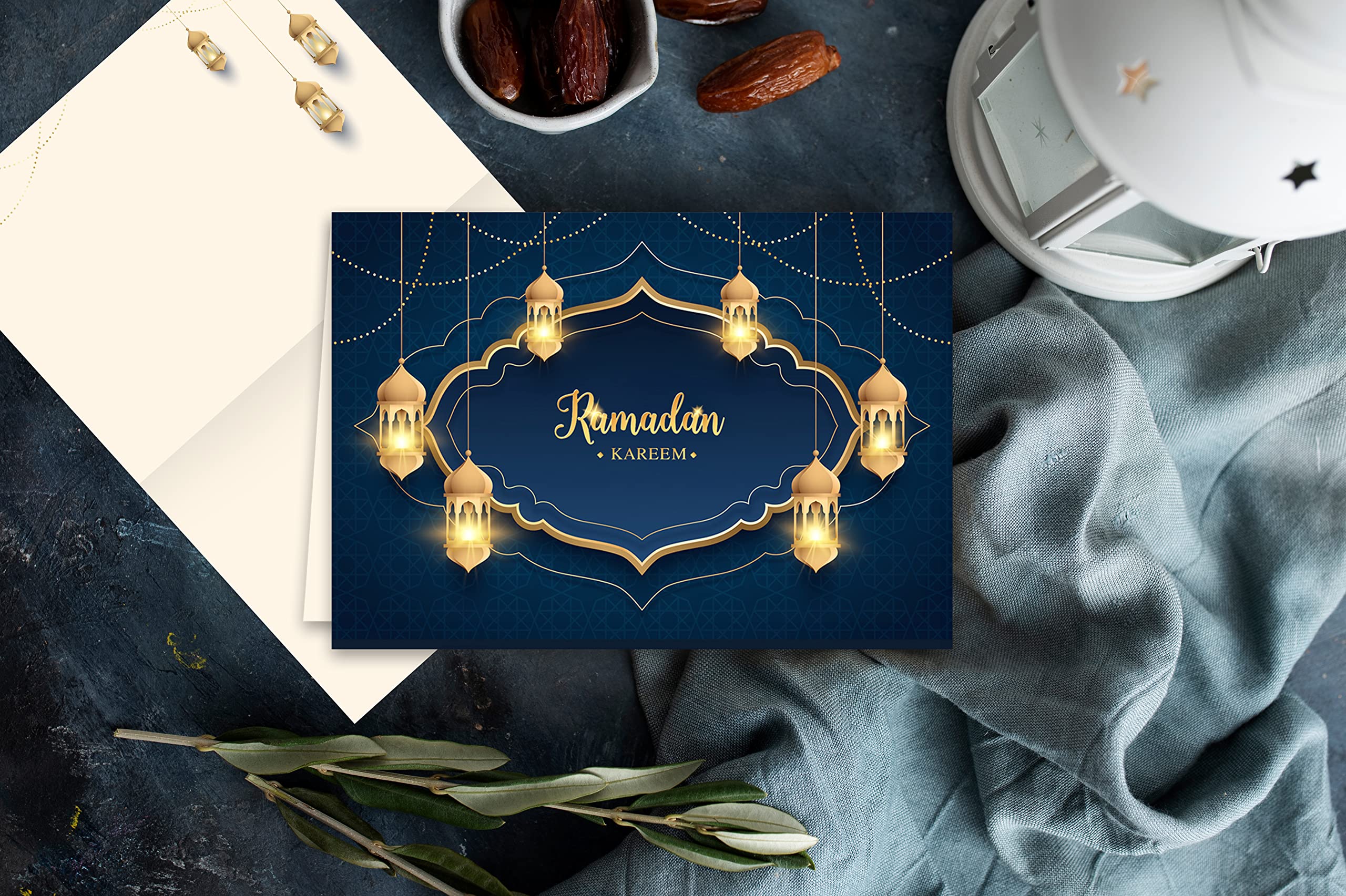 10 Ramadan Kareem Folding Cards with Envelope, Thank You Card, Greeting Cards, Sugar Festival Celebration - Image 4