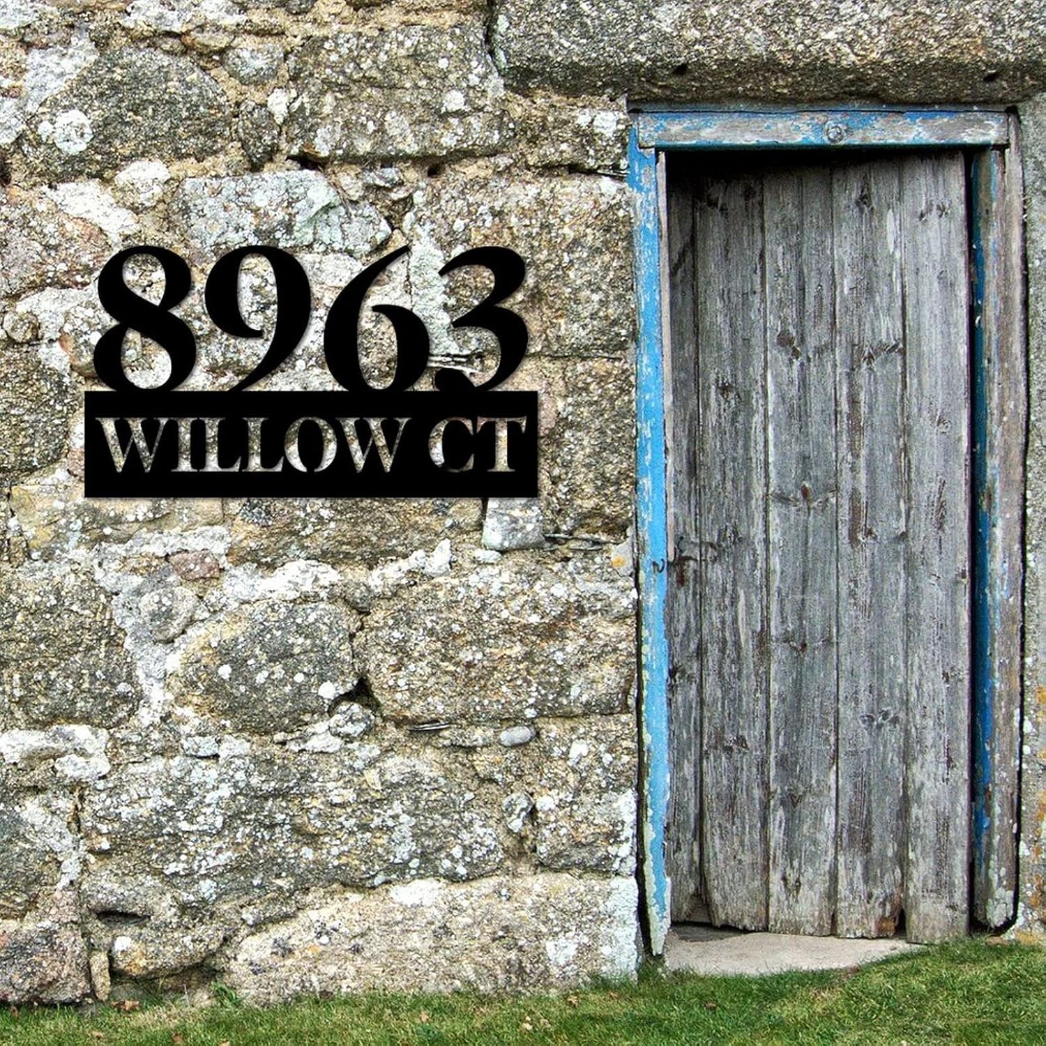 Address Sign Personalized House Number Sign Wall Mounted Sign Outdoor Decor Aluminum Retro for House, Street, Front Door 3D Easy Mounting Wedding Housewarming Gifts 24Inch Black