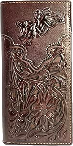 Amazon.com: Men leather bi-fold wallet western men wallet cowboy bull ...