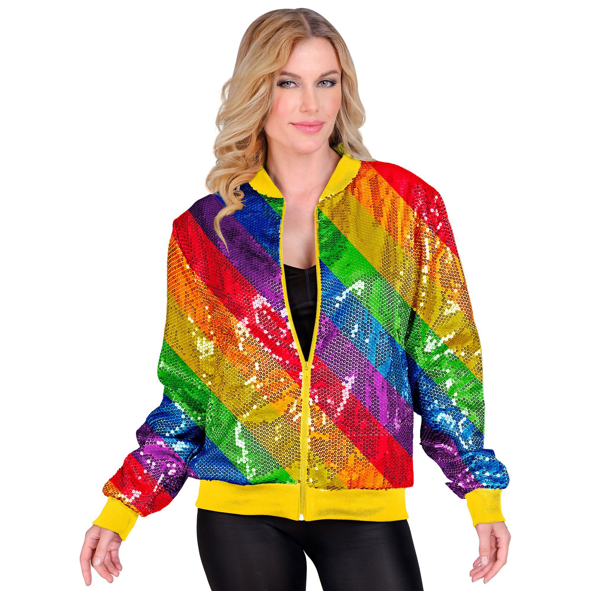 Widmann MILANO PARTY FASHION - Party Fashion Bomber Jacket Rainbow Sequin Jacket Vest Party Outfit Disco Fever Animal Print - Image 2