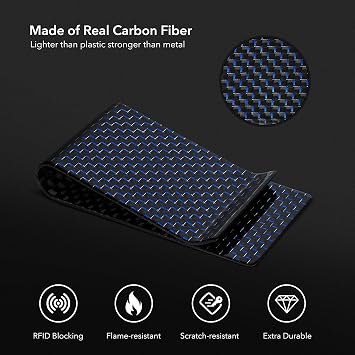 SERMAN BRANDS Carbon Fiber Money Clip for Men Slim RFID Money Clip Wallet, Minimalist Front Pocket EDC Wallet Cash Holder & Credit Card Holder -100% Real Carbon Fiber Wallet