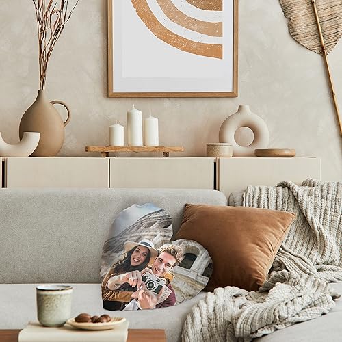 Miniatura 6 de Funda de almohada personalizada con fotos de corazón almohada de foto de pareja con cualquier imagen 16 x 16 pulgadas inserto de almohada opcional