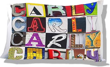Personalized Pillowcase featuring CARLY in photos of sign letters