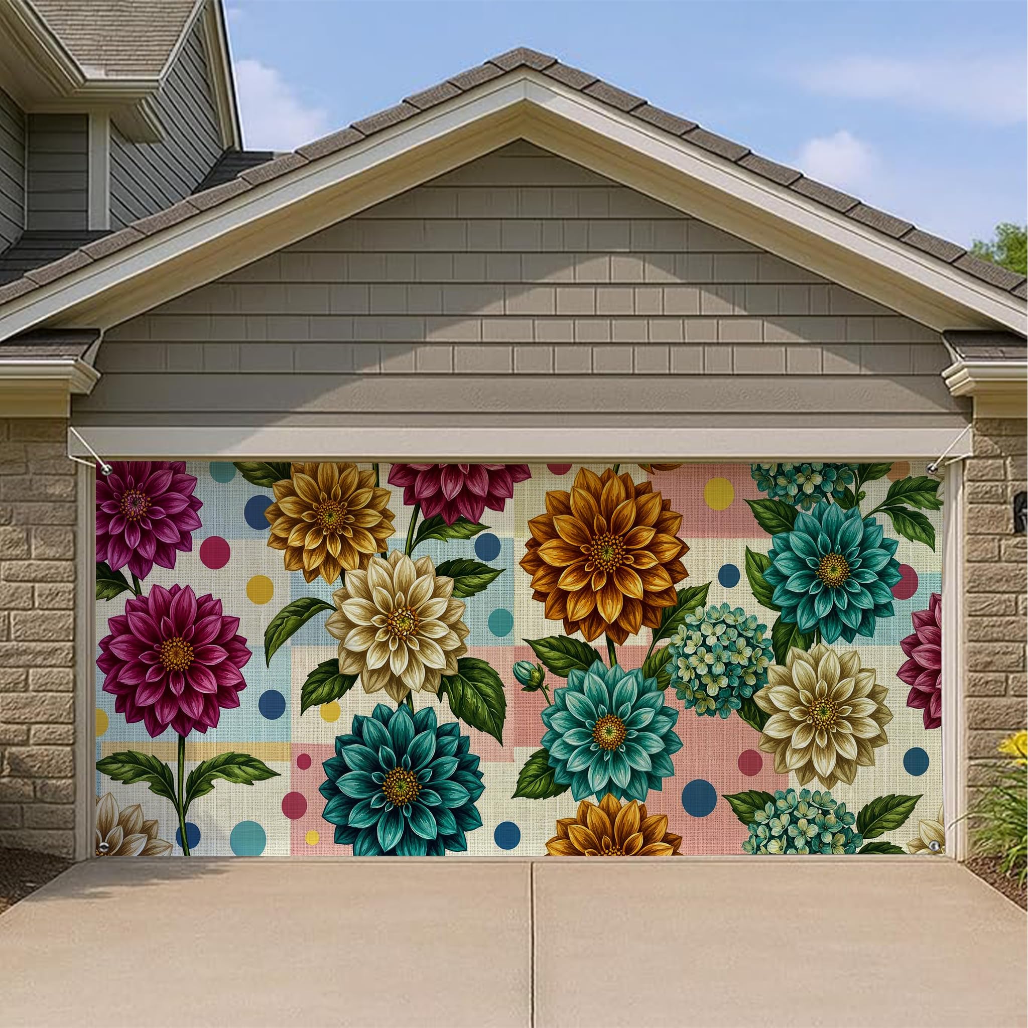 Housse de porte de garage grand format 397x180 decoration de printemps
