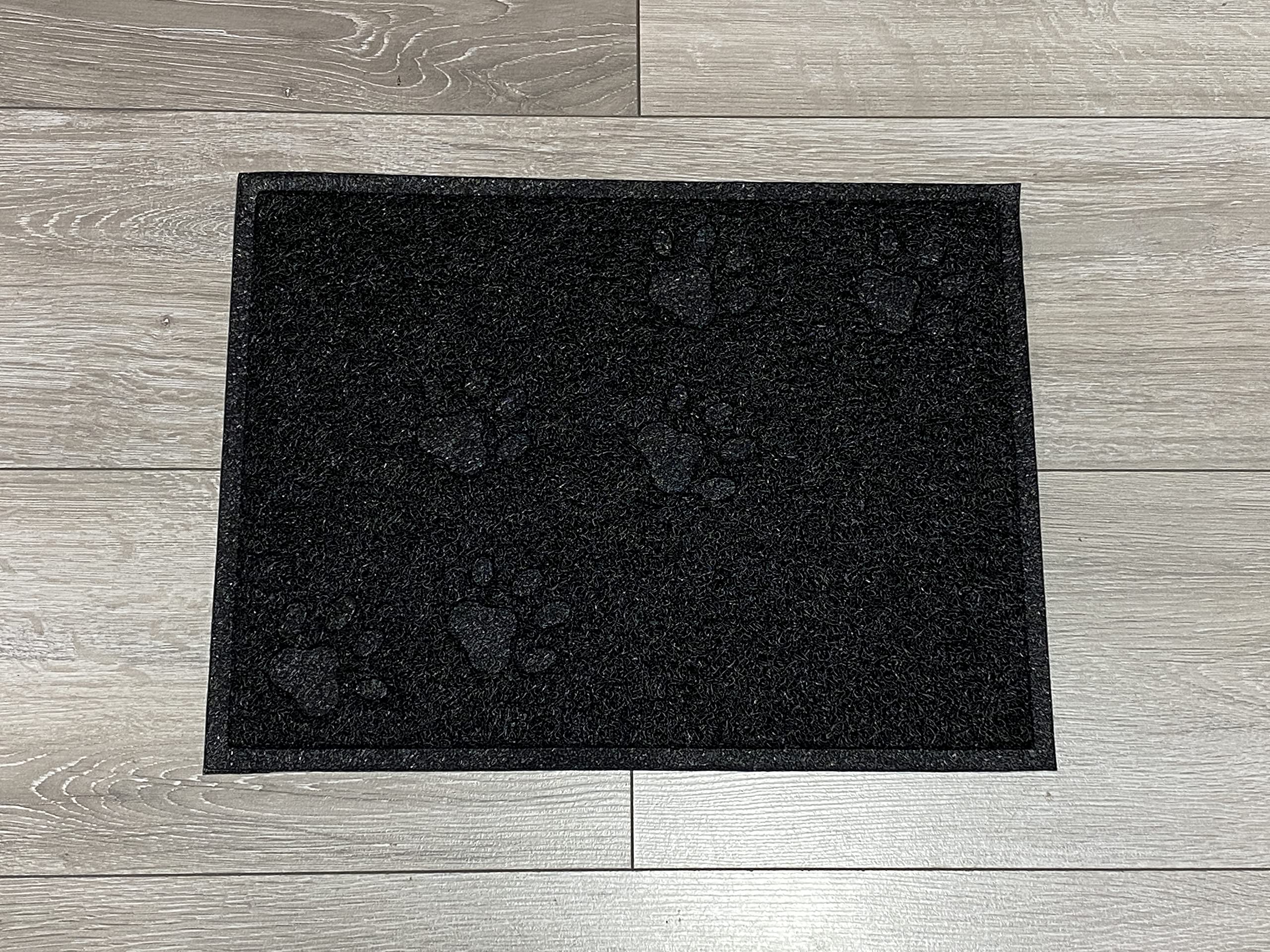 Opul Square PVC Placemat Waterproof Dog Cat Food Mat Non Slip Dog Puppy Pet Cat Dish Bowl Food Water Mat Wipe Clean FDA Grade (BLACK)