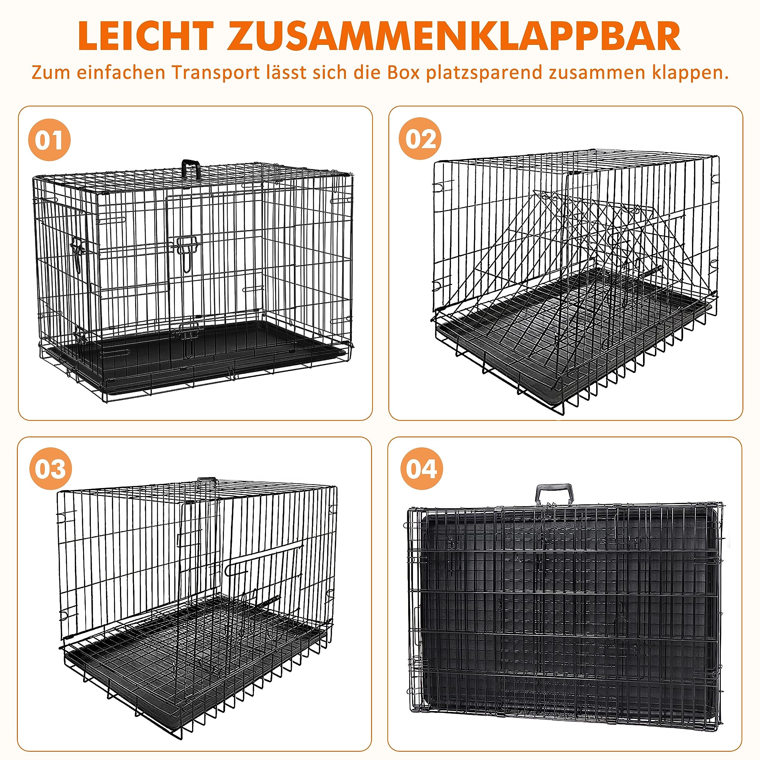 Ribelli Caja de Transporte para Perros Caja de Transporte para Perros Jaula de Alambre - Adecuada para Cachorros - Plegable - Carga máxima 45 kg