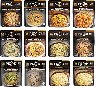 Peak Refuel Entrée Variety 12 Pouch Pack | Freeze Dried Backpacking and Camping Survival Food | Lunch/Dinner Meal Pouches | Amazing Taste | High Protein | Real Meat | Quick Prep