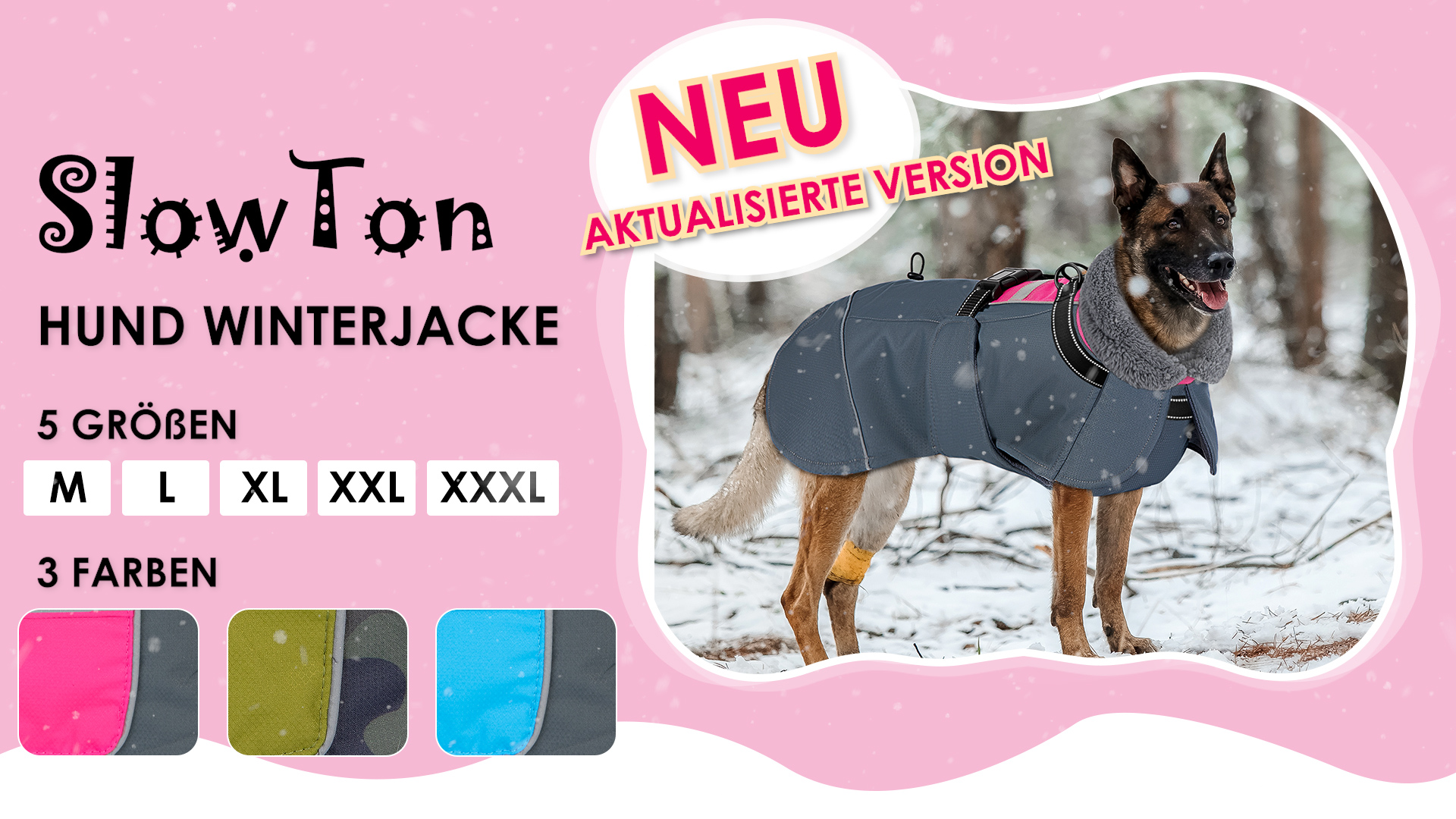Dotoner Hundemantel Winter Wasserdicht Mit Fleece-Futter - Reflektierend Für Große Hunde