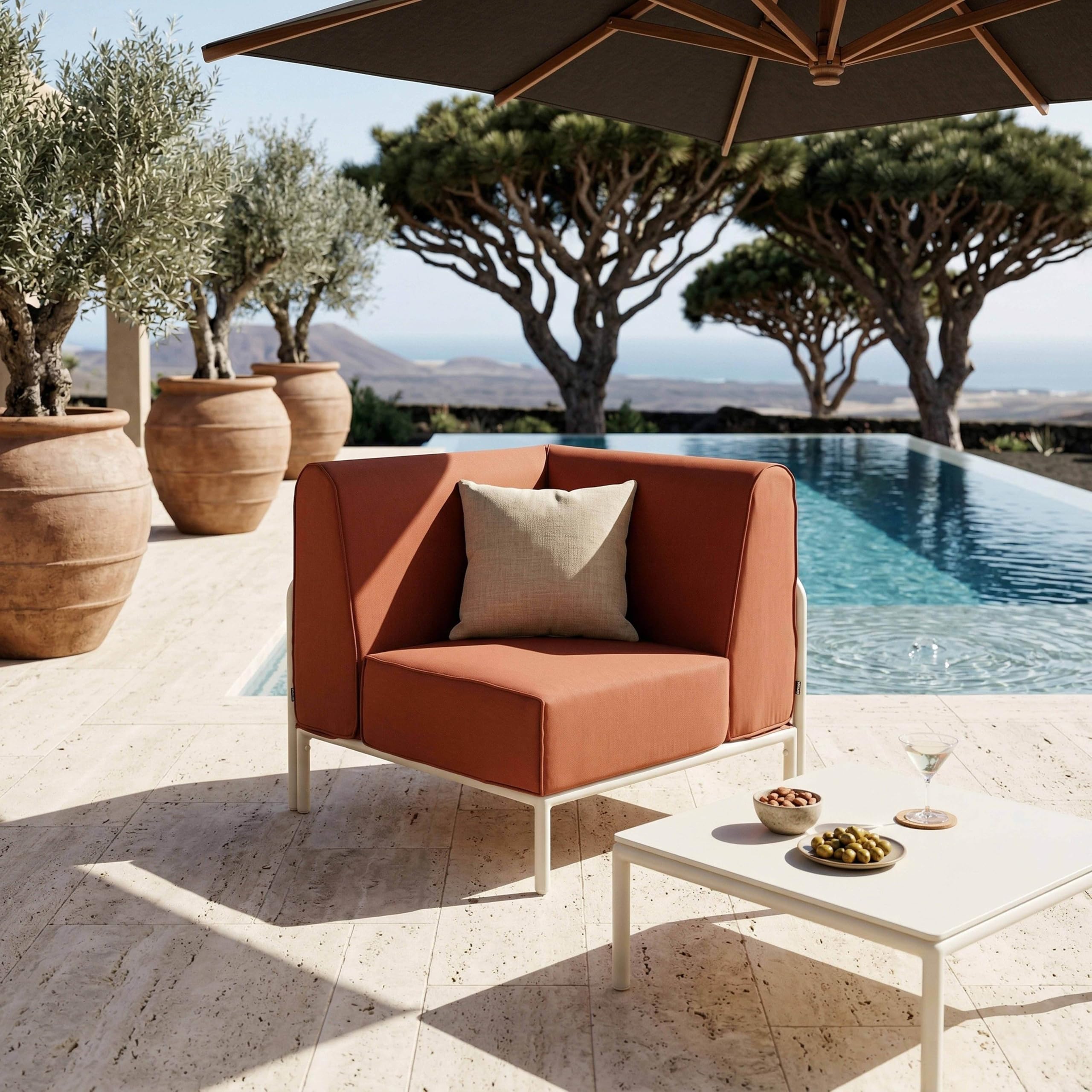 Oviala Salon de Jardin Bas modulable uni 3 Places Terracotta - Patio