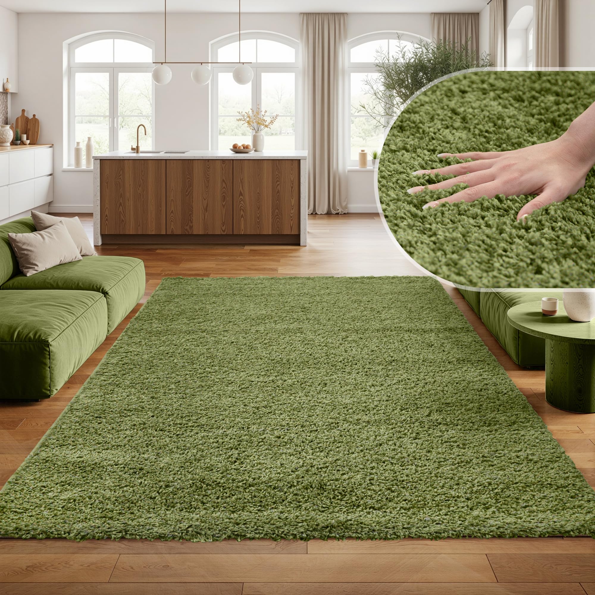 SIMPEX Shaggy Hochflor Teppich Weich, flauschig, modern, einfarbig, Perfekt für Wohnzimmer, für Wohnzimmer Schlafzimmer Flur