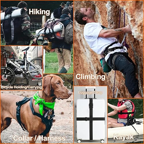 Miniatura 6 de Hebilla para correa de 1-12 pulgadas 4 juego de hebillas de liberación lateral + 8 piezas Tri-Glide Sliders Fit 1.5 pulgadas (1.496 in) de ancho