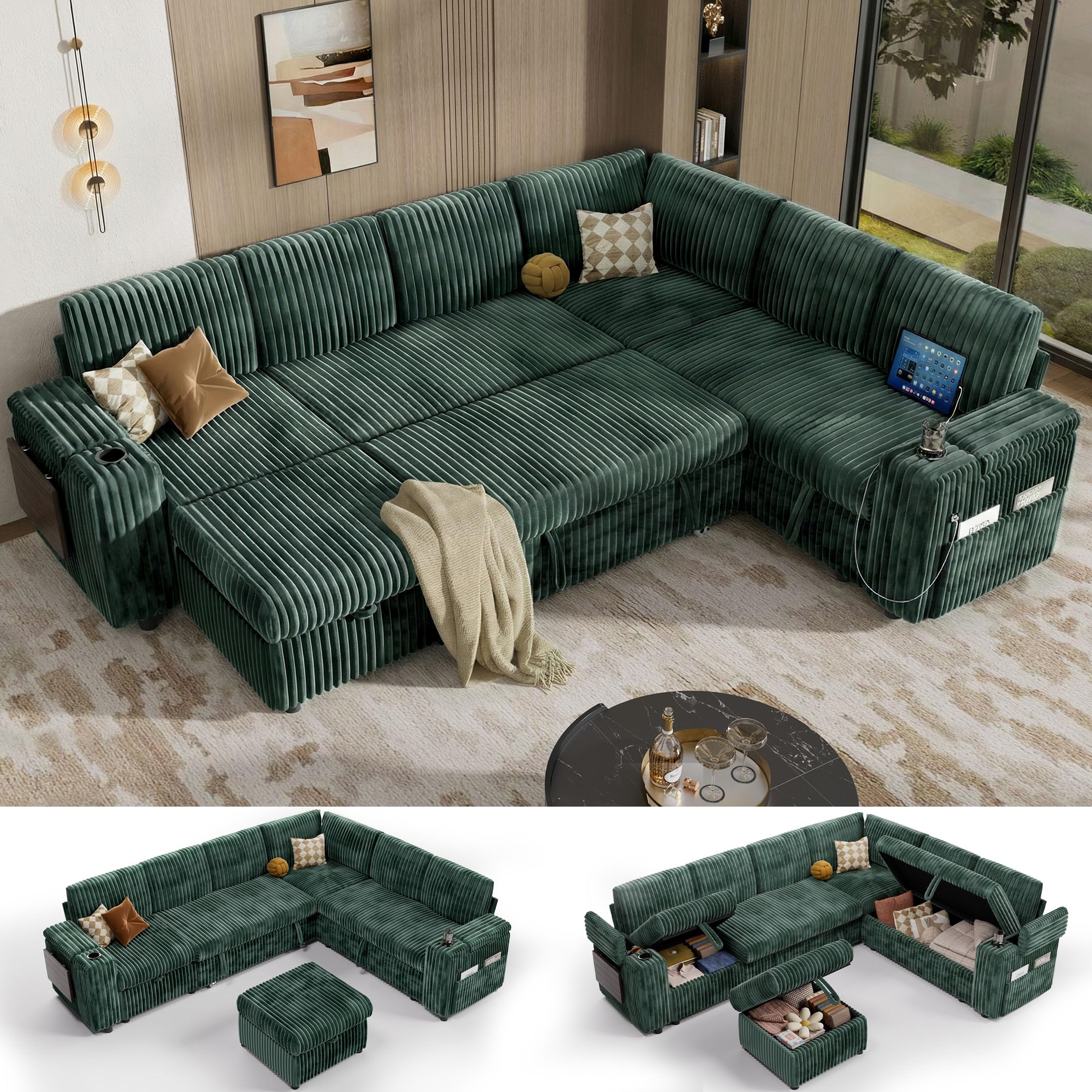Vipbear 111' Modular Sectional Sleeper Sofa