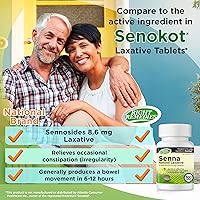 Vista 3 de Laxante natural Senna, (300 tabletas), Senna 8.6 mg, laxantes suaves durante la noche para aliviar el estreñimiento, comparado con el ingrediente