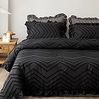 Vista 1 de Juego de funda de edredón copetuda, funda de edredón suave y transpirable con cierre de cremallera, ropa de cama bohemia bordada con volantes