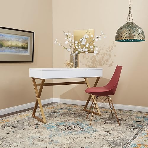 Miniatura 24 de OSP Home Furnishings Oakley Mid-Century - Silla estilo cubo, piel sintética, color crema Gris,Negro -,Desert Rose,Azul