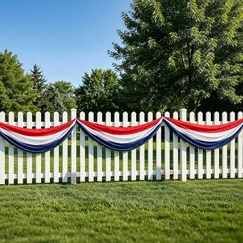 HOOSUN 4th of July Decorations Outdoor,2 Pack 2x20 Ft Patriotic Bunting American Flags for Outside,USA Flags Patriotic Fourth of July Decorations,Memorial Day Decor Red White and Blue Banner for Porch