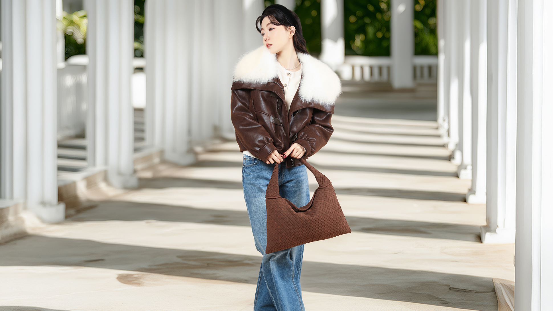 Bolso vintage trenzado de cuero vegano y ante miniatura 6